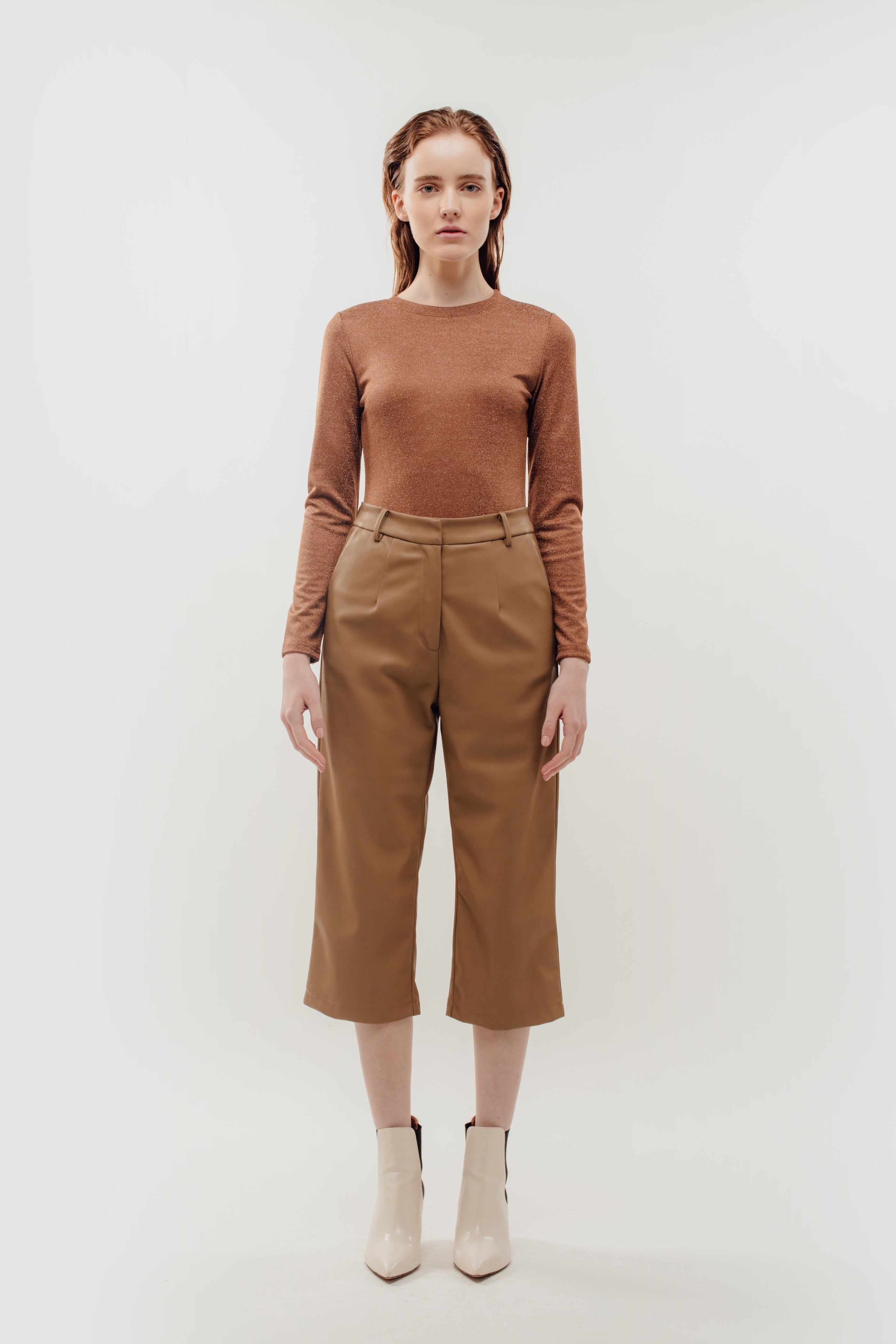 Fitted Long Sleeve Shirt in Shimmer Brown (Sale)