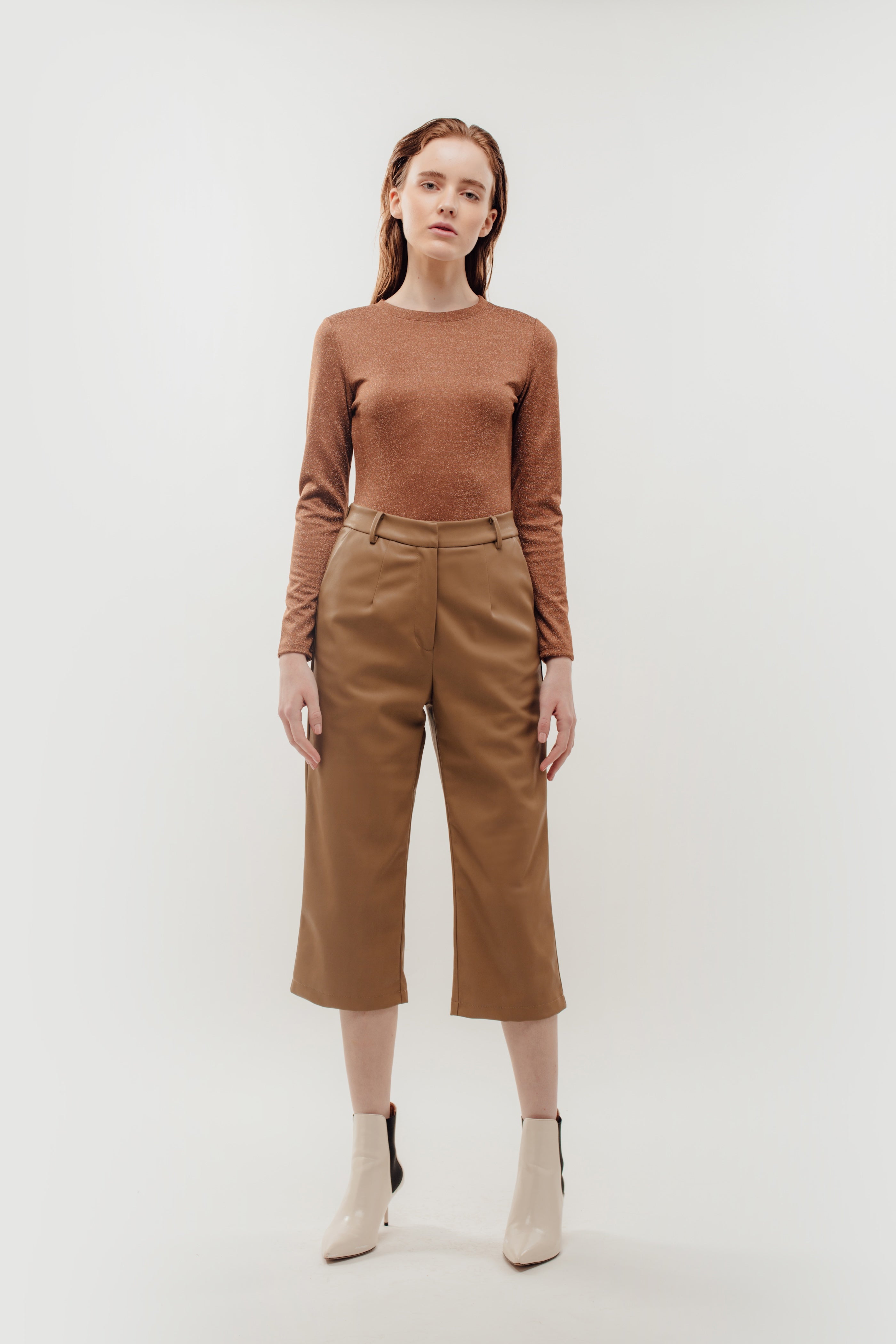 Fitted Long Sleeve Shirt in Shimmer Brown (Sale)