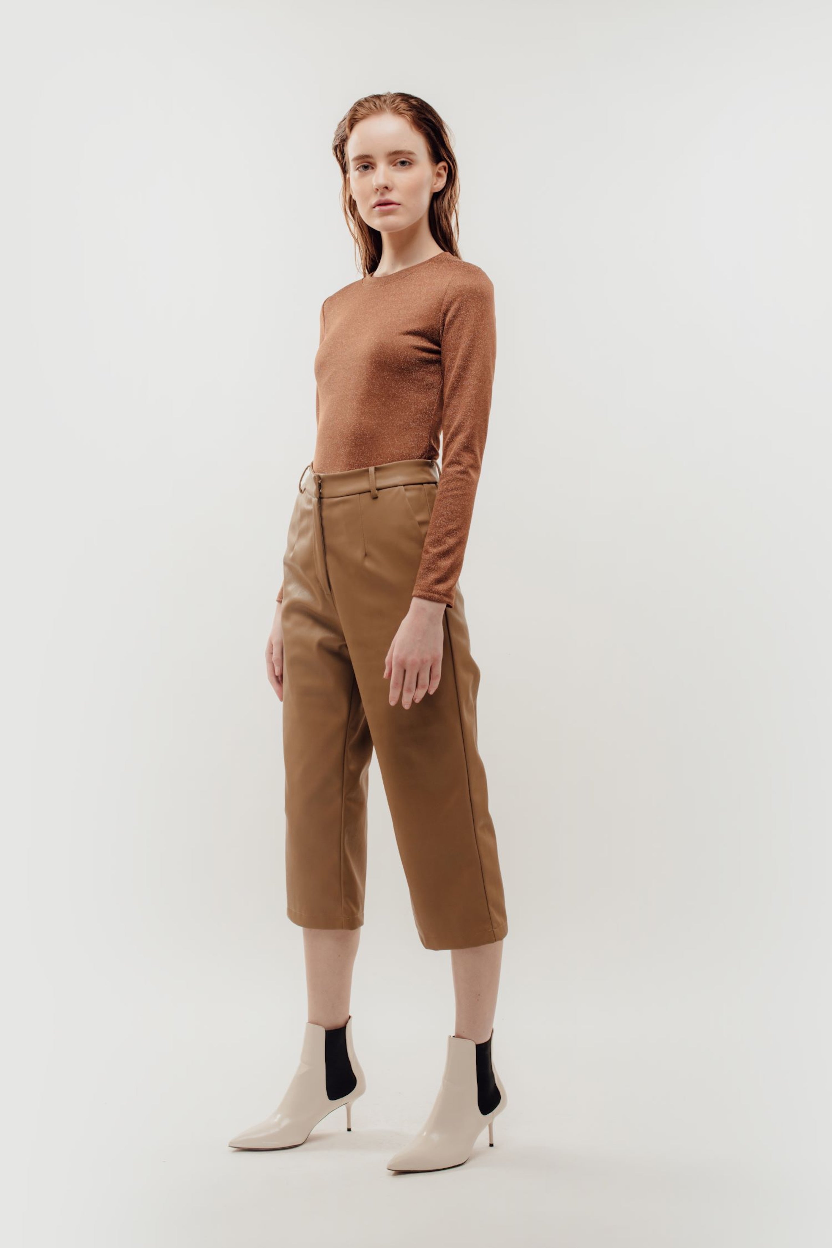 Fitted Long Sleeve Shirt in Shimmer Brown (Sale)