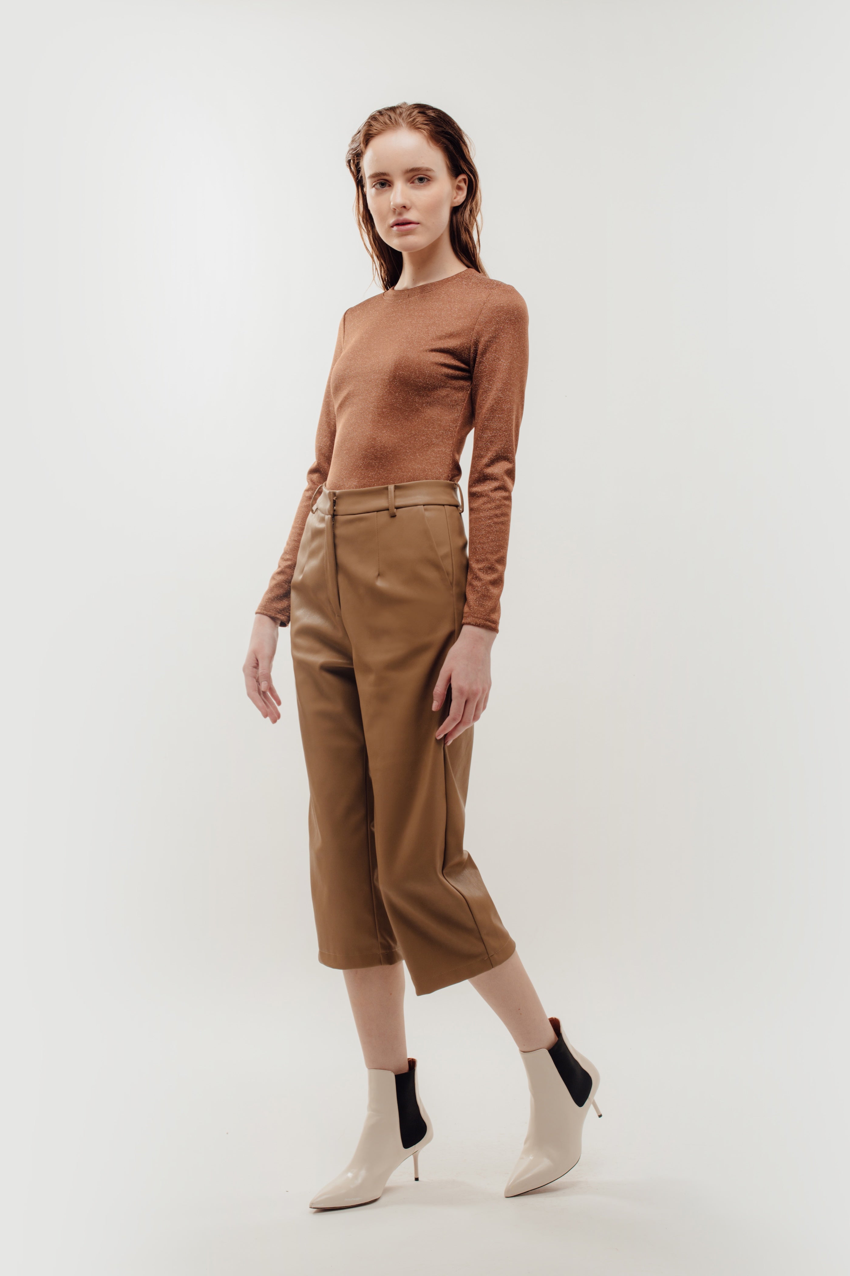 Fitted Long Sleeve Shirt in Shimmer Brown (Sale)