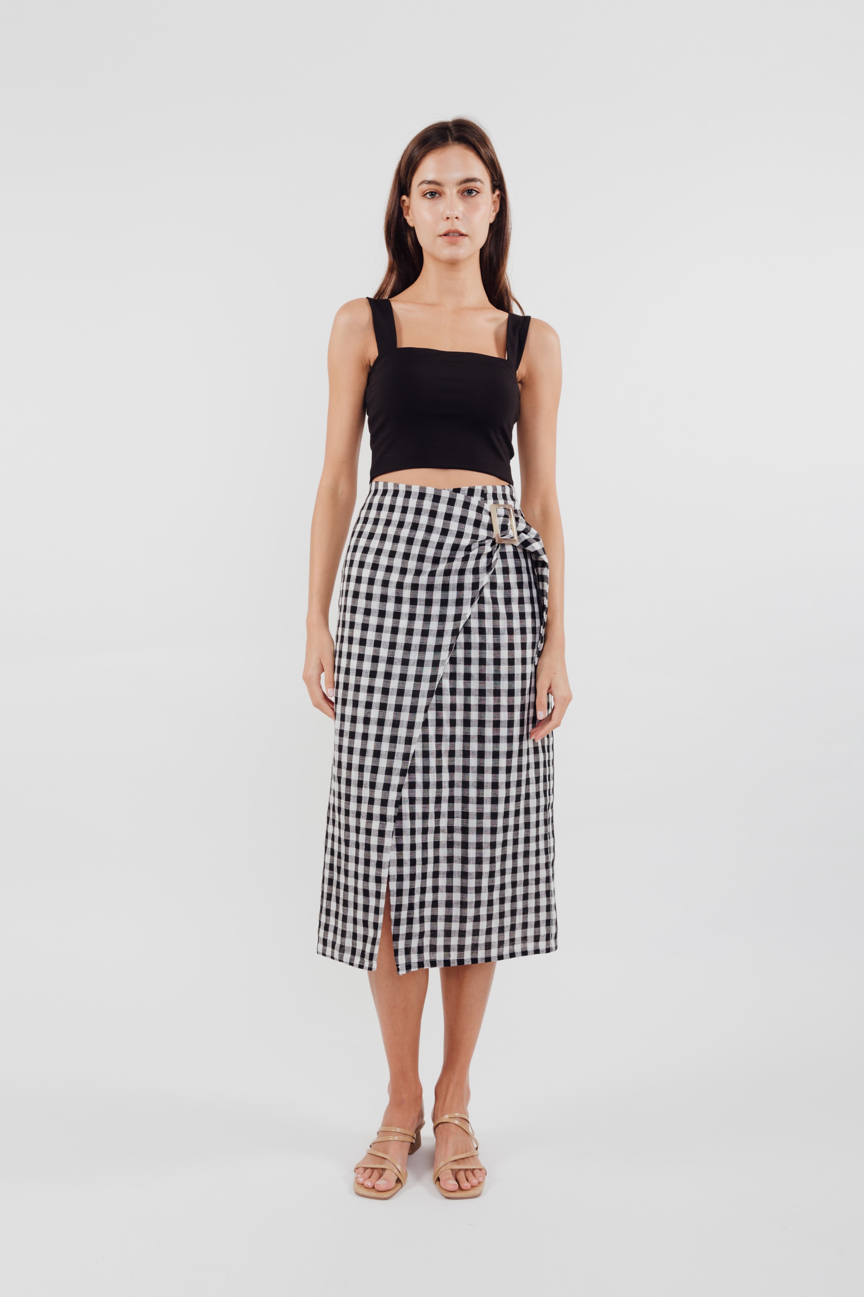 Wrap Skirt in Checkered Print (Sale)