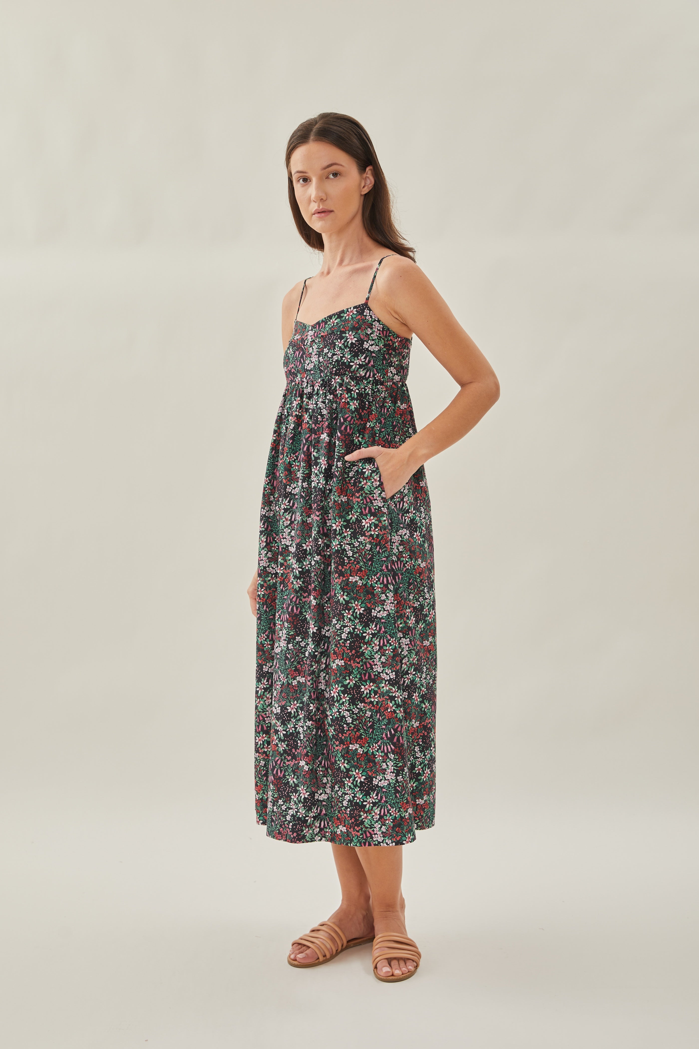 Bustier Gathered Midi Dress in Wild