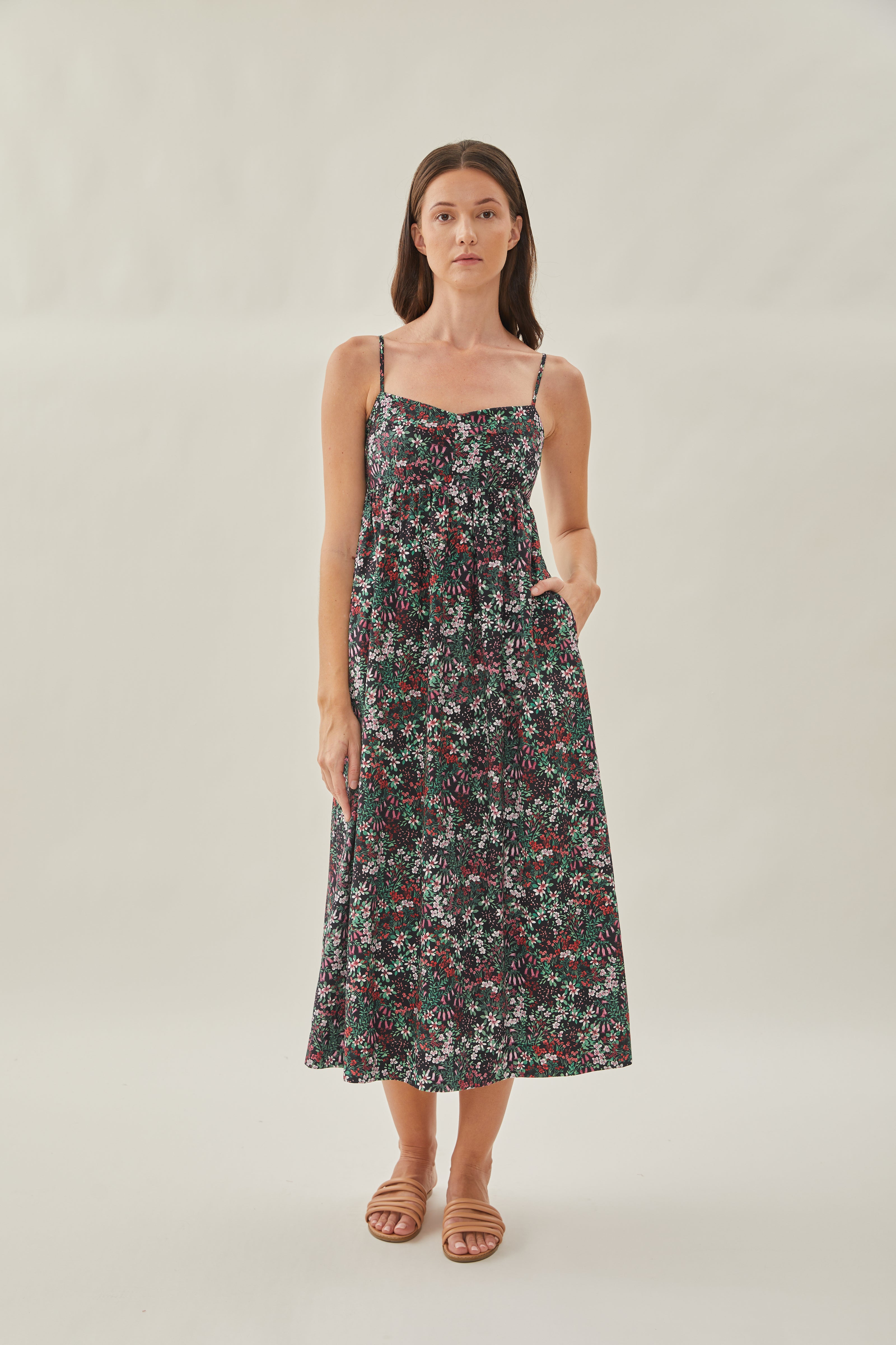 Bustier Gathered Midi Dress in Wild