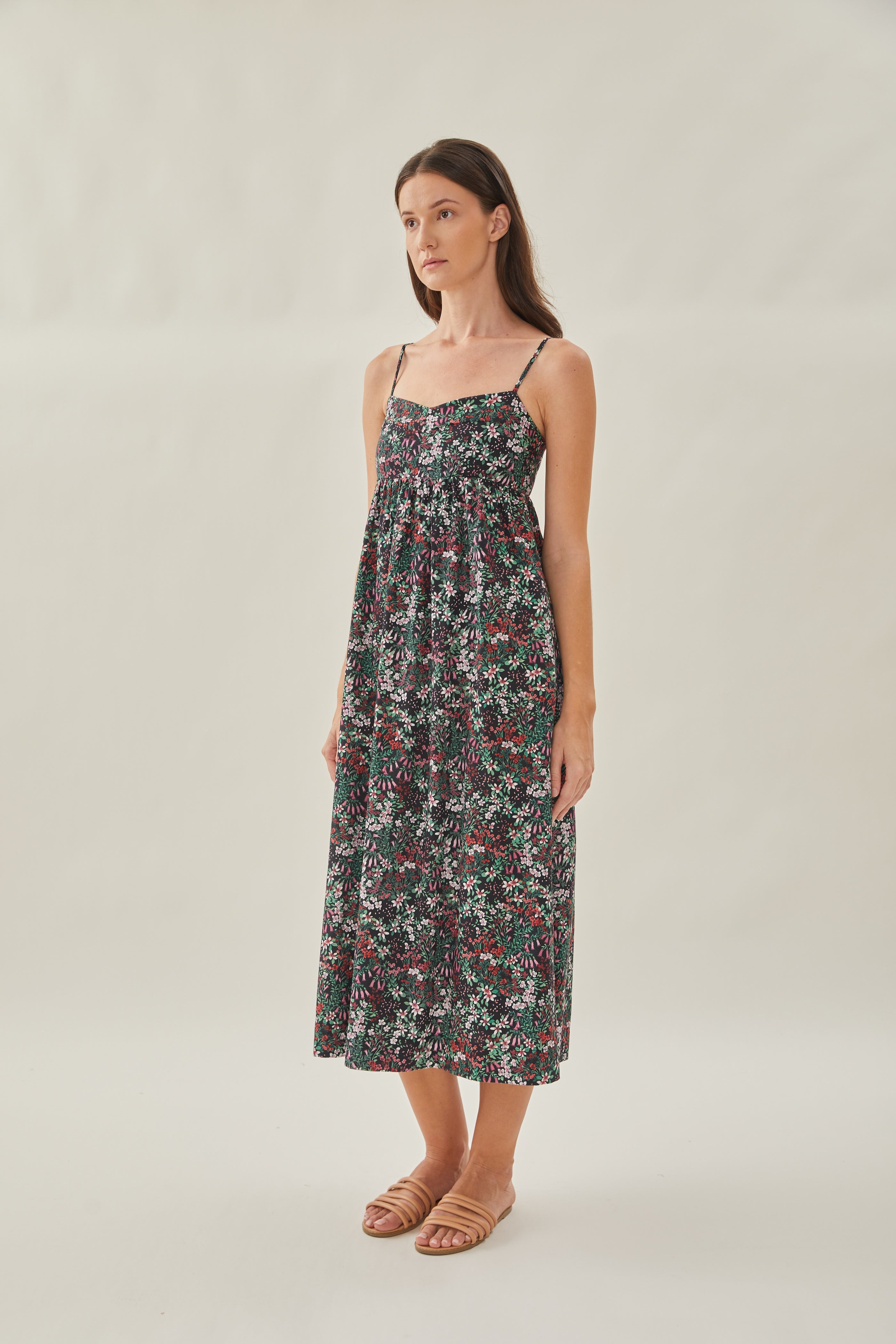 Bustier Gathered Midi Dress in Wild
