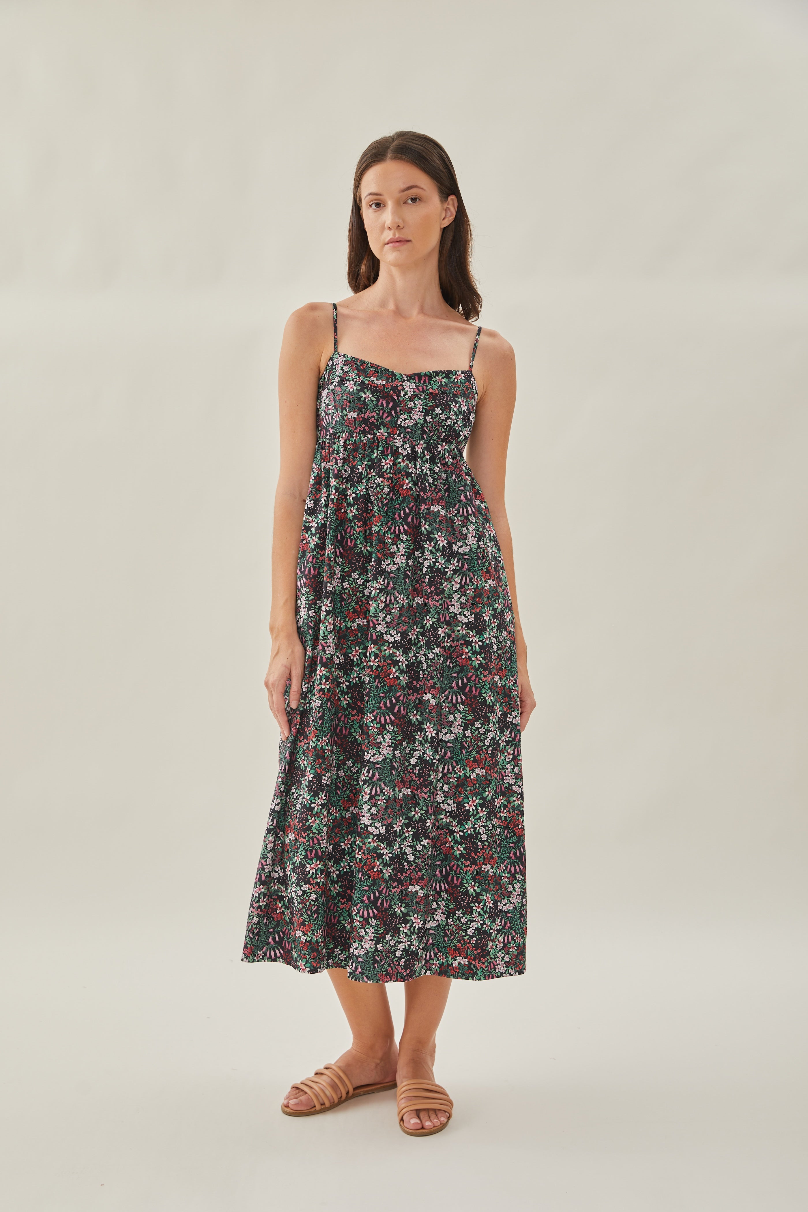 Bustier Gathered Midi Dress in Wild