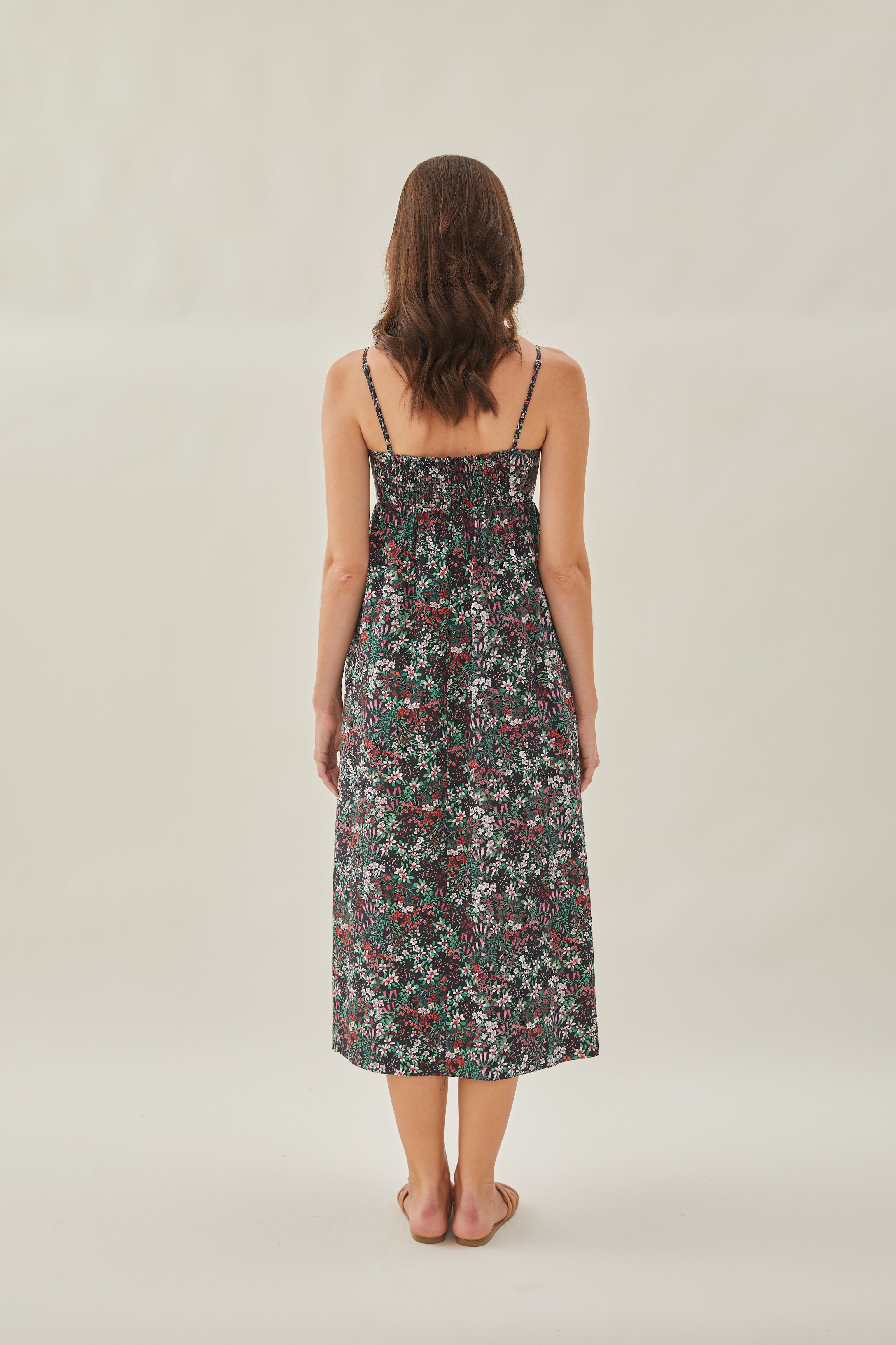 Bustier Gathered Midi Dress in Wild