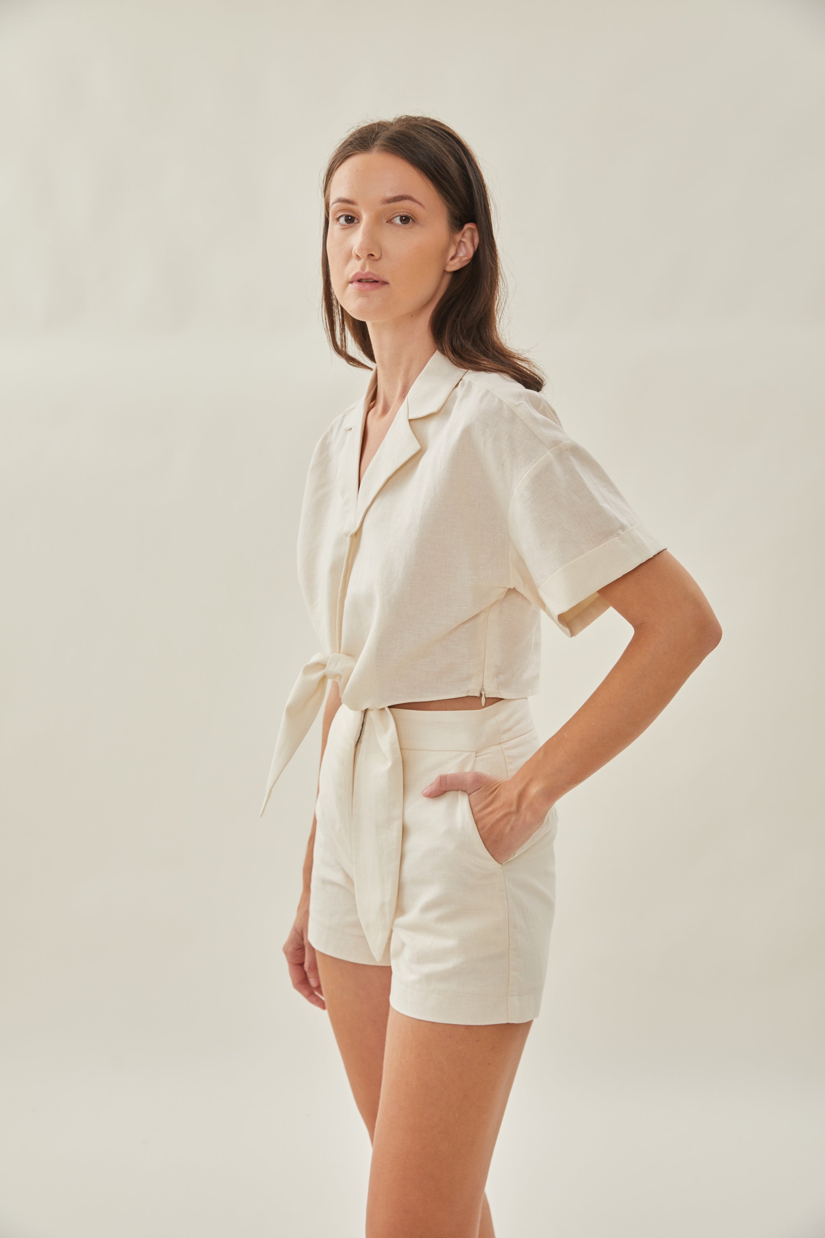 Knotted Shirt in Cream