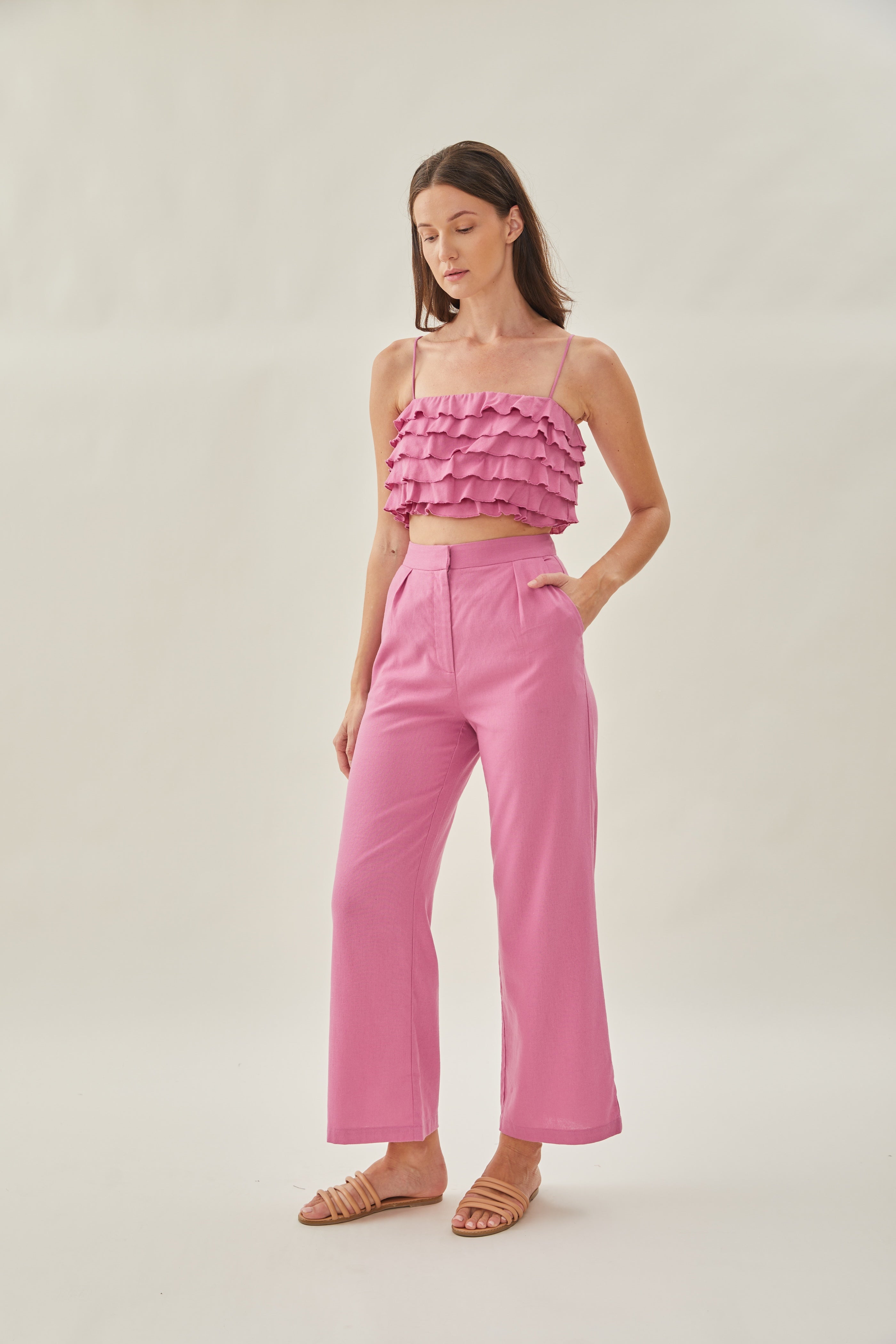 Tiered Frill Top in Hibiscus