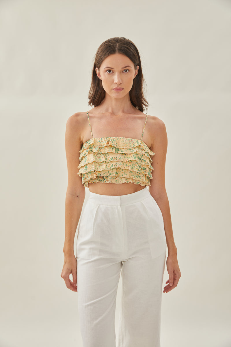 Tiered Frill Top in Canary