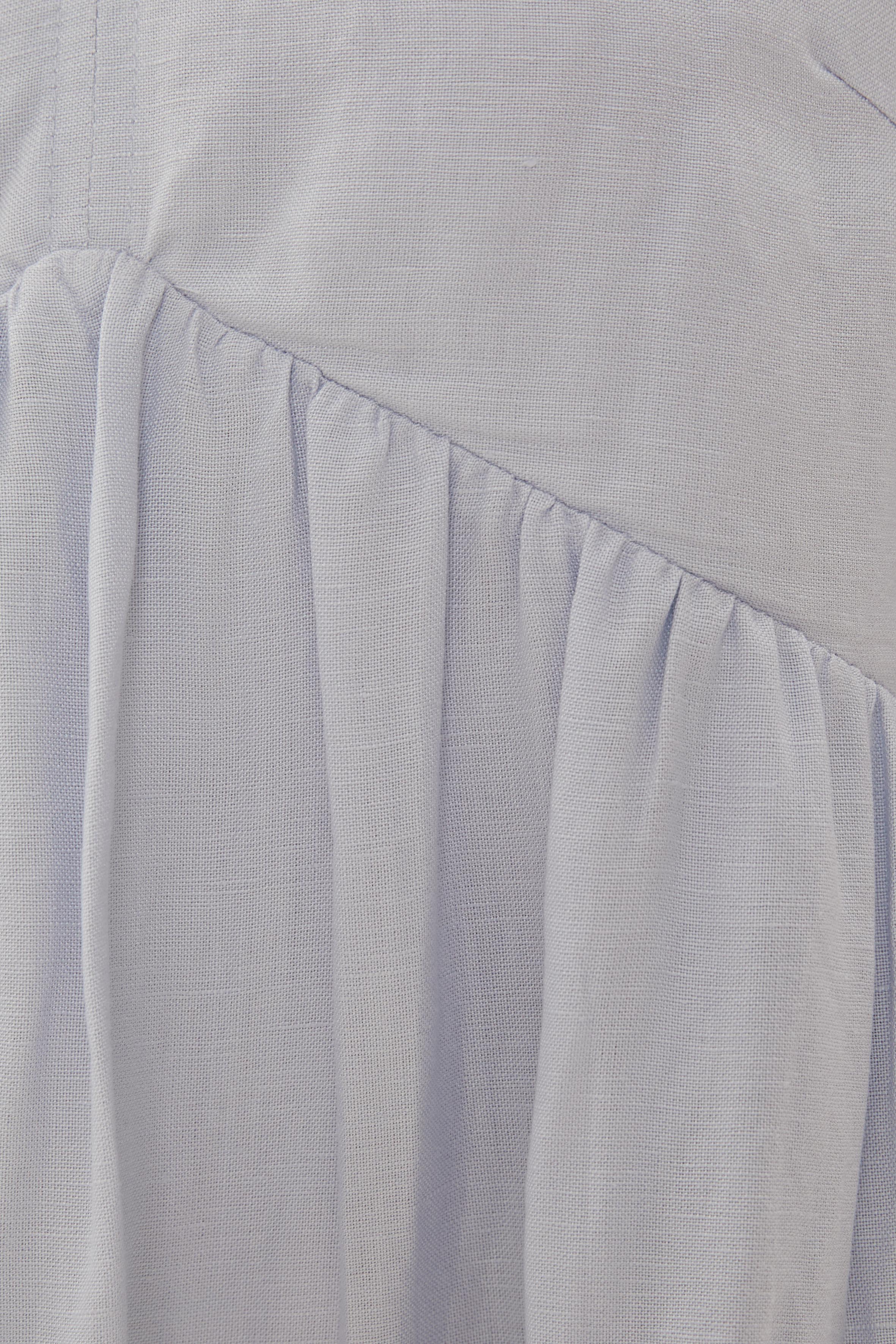 Linen Tiered Dress in Mist Blue
