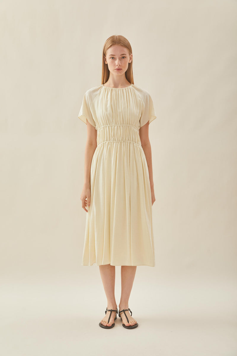Ruched Waist Dress in Natural