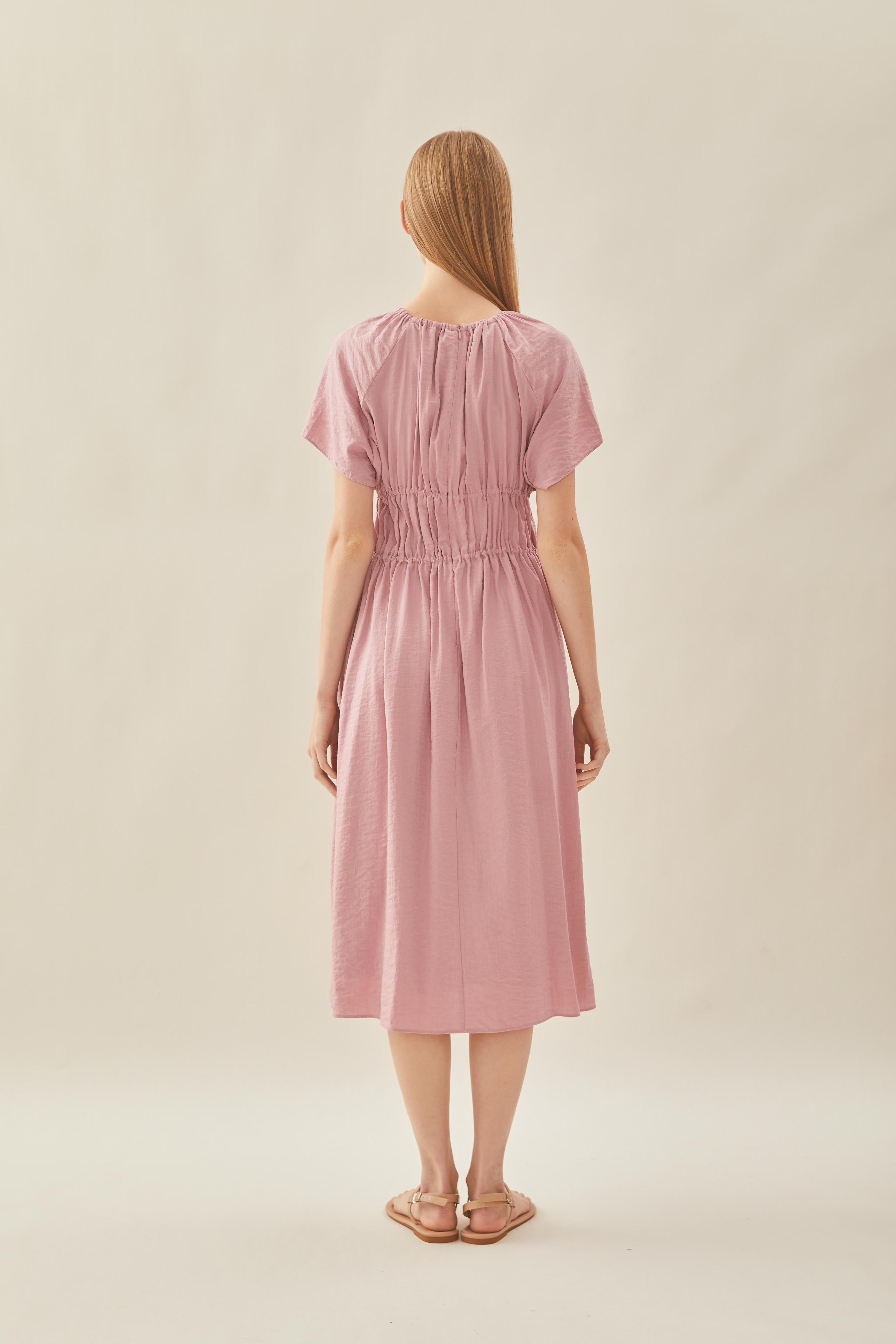 Ruched Waist Dress in Tea Rose