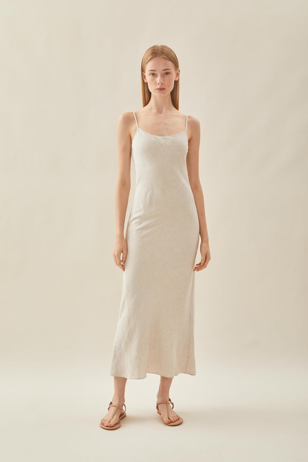 Linen Slip Dress in Natural