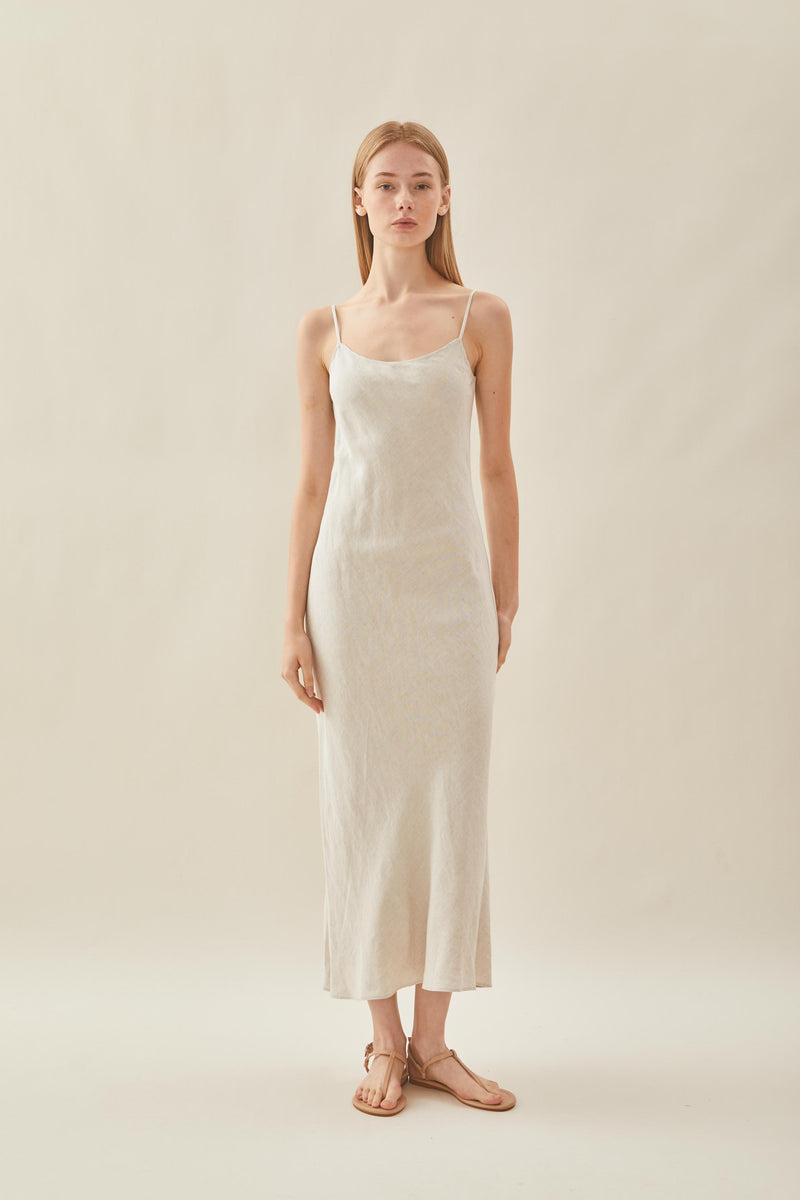 Linen Slip Dress in Natural