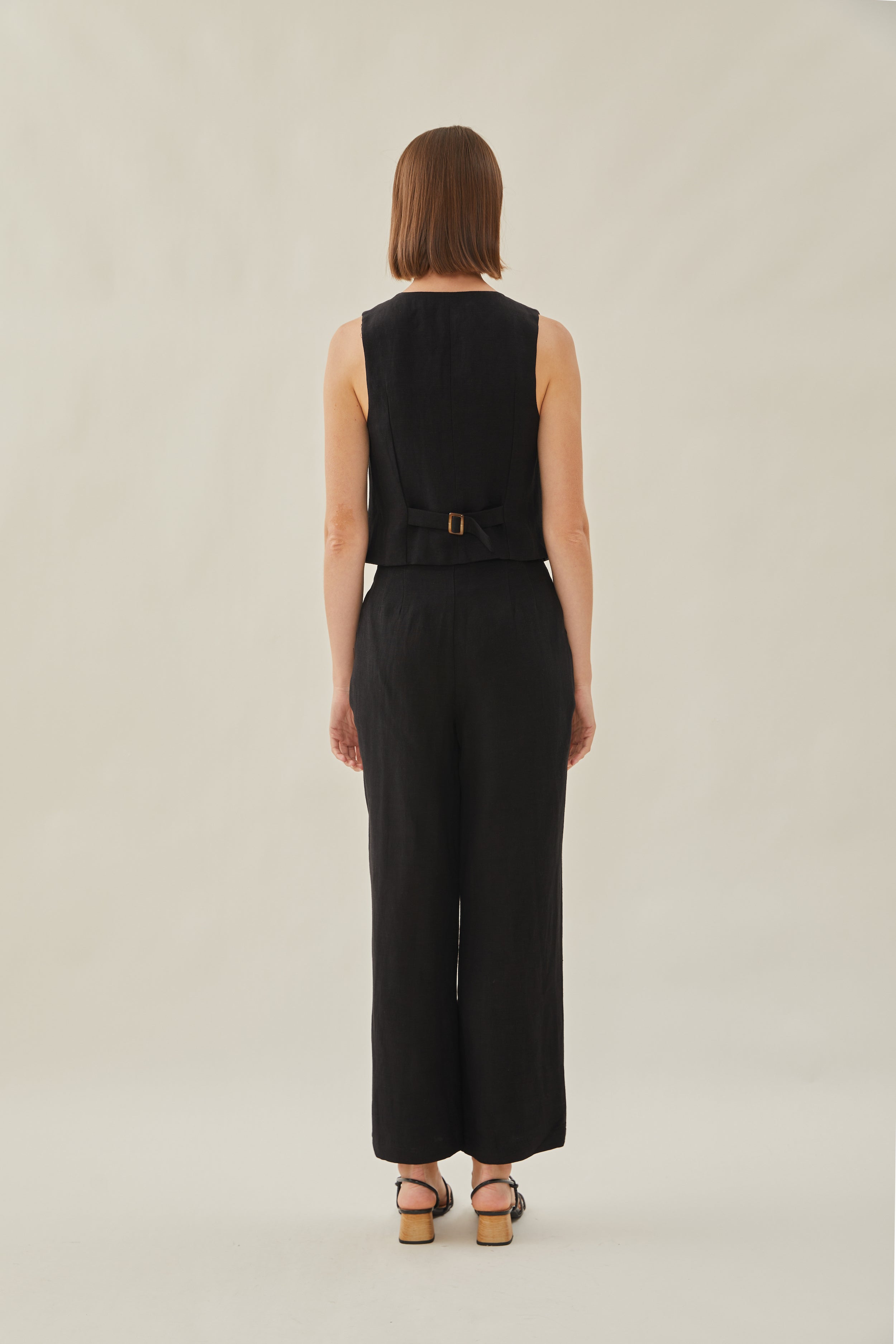 Linen Waistcoat in Black