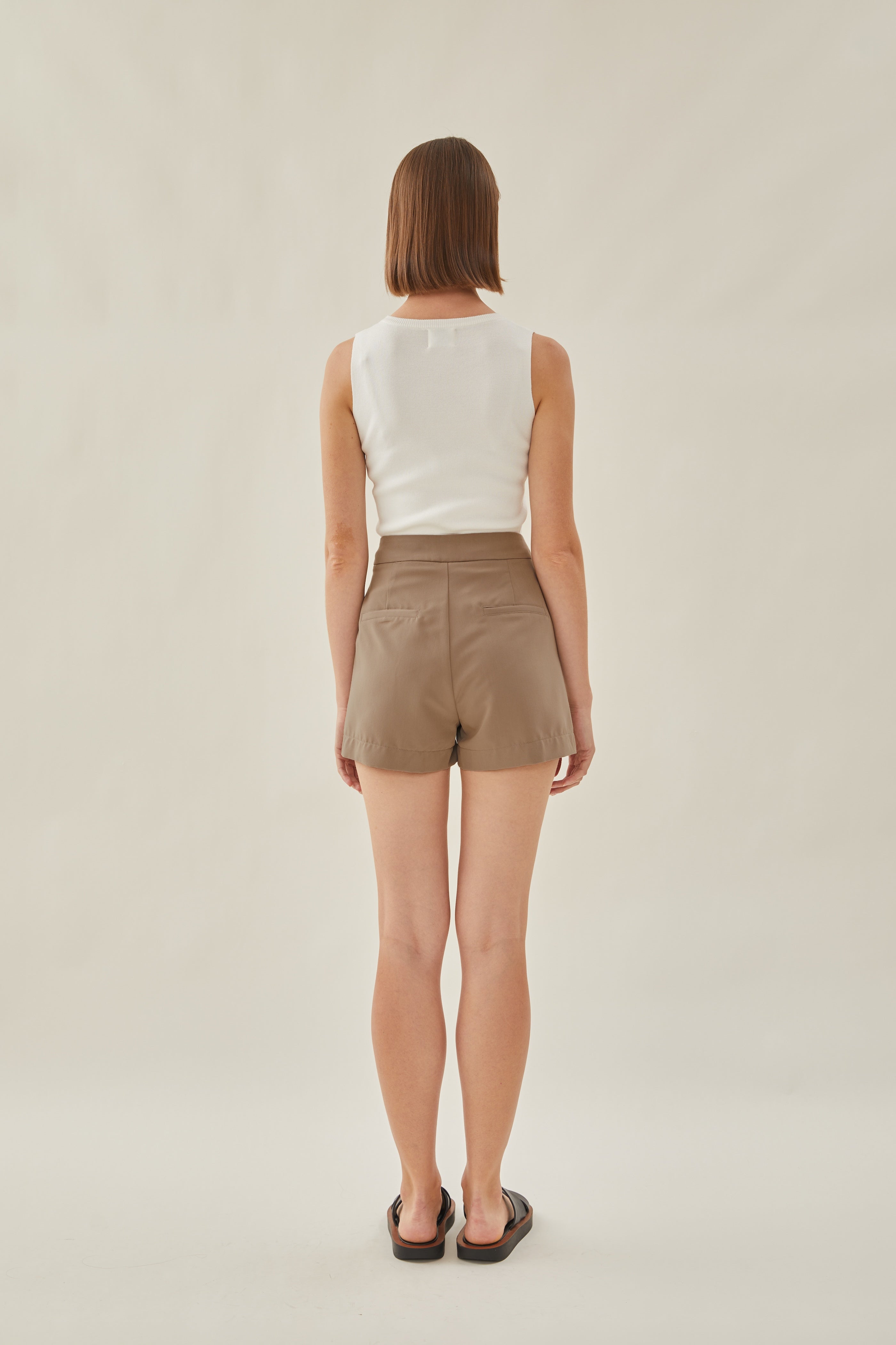 High Waisted Clean Shorts in Husk