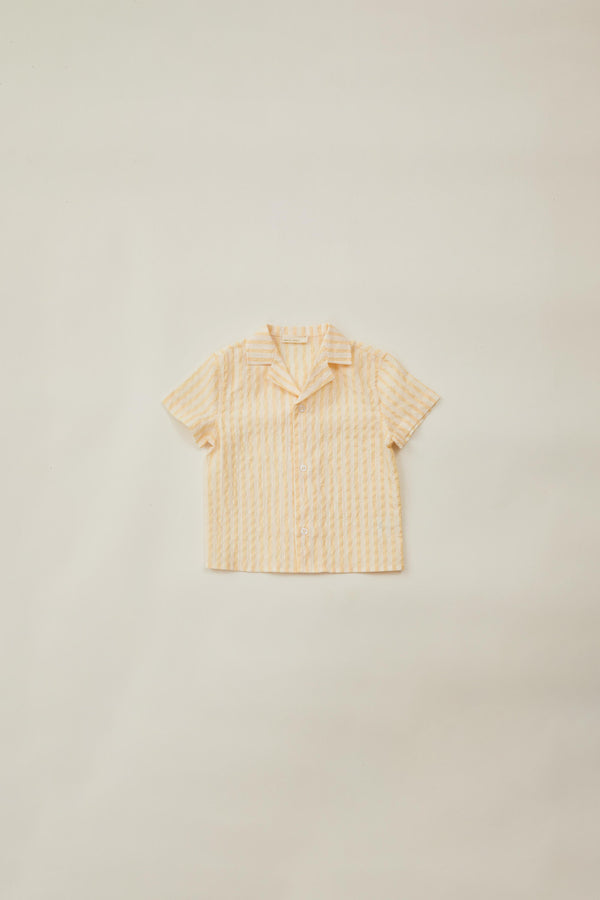 Mini Button Through Shirt in Stripe Yellow