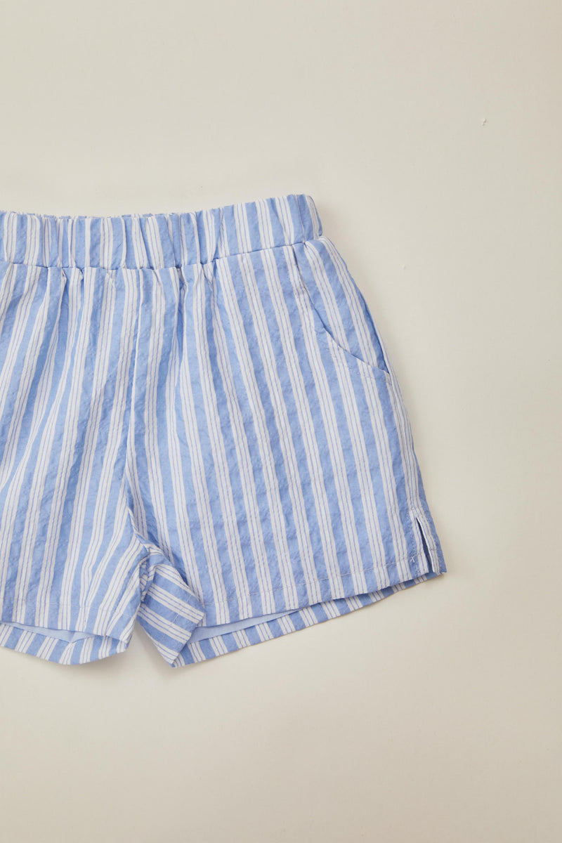 Mini Relaxed Shorts in Stripe Blue
