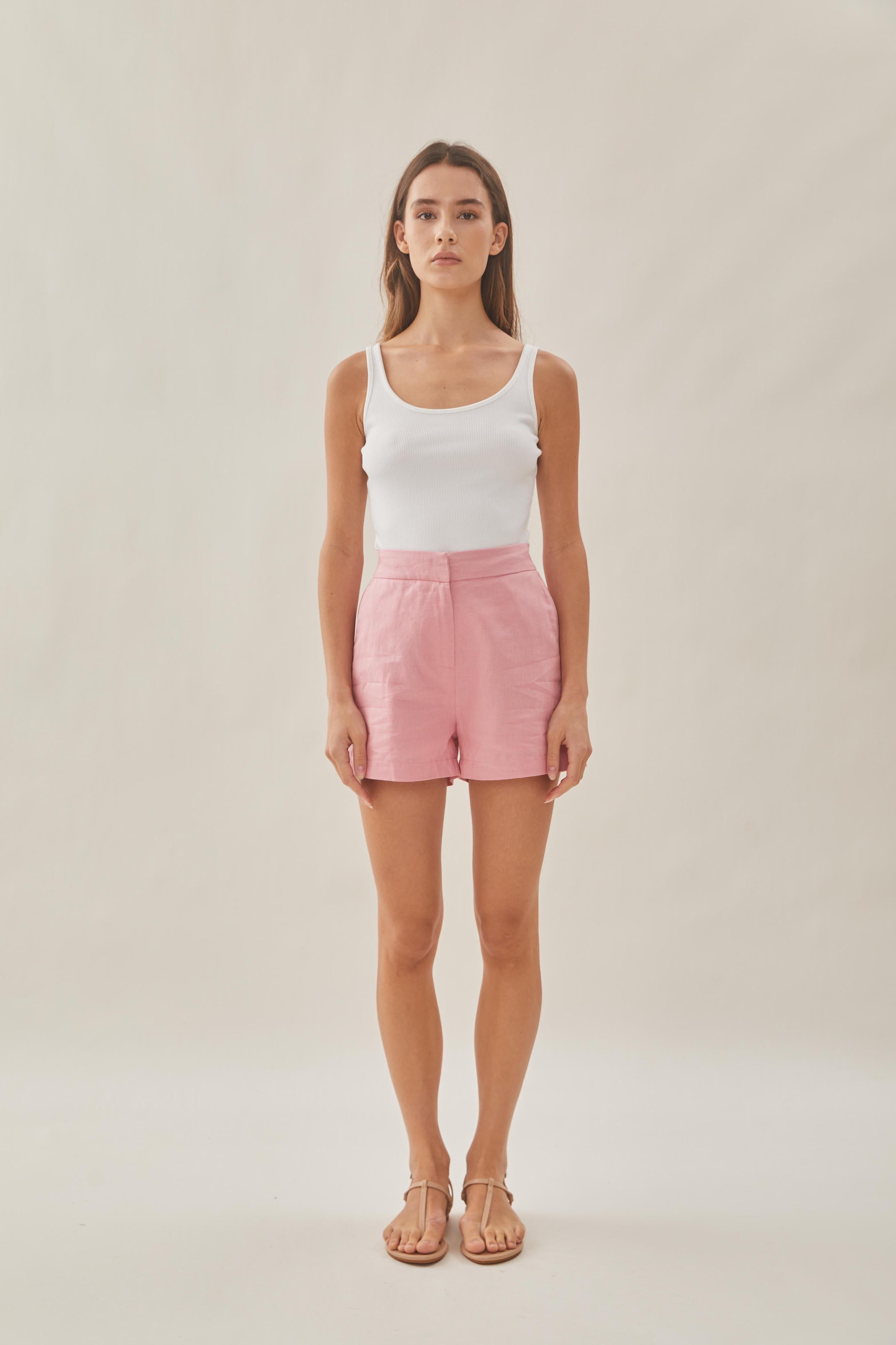 High waisted shorts pink on sale