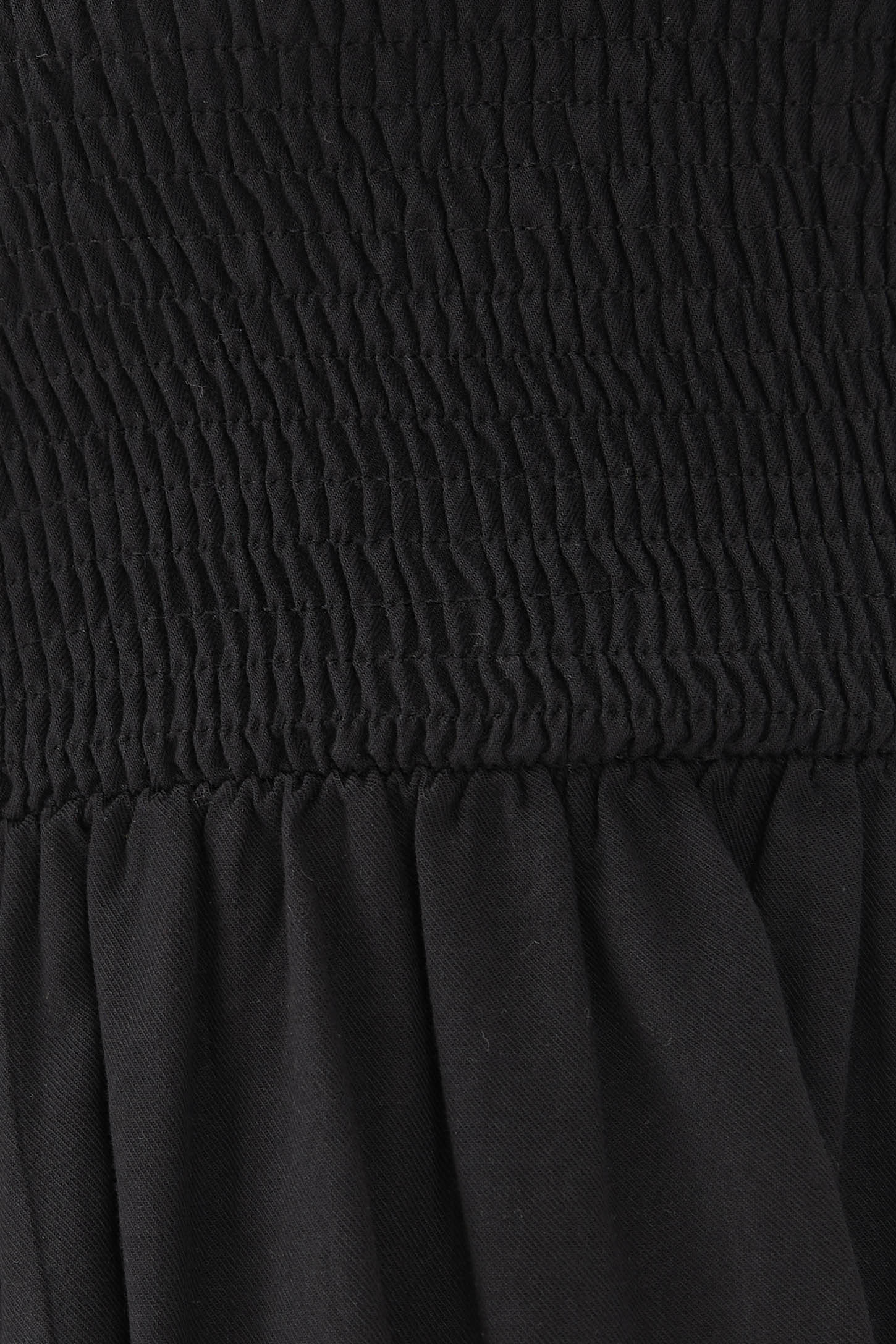 Cotton Shirred Midi Dress in Black