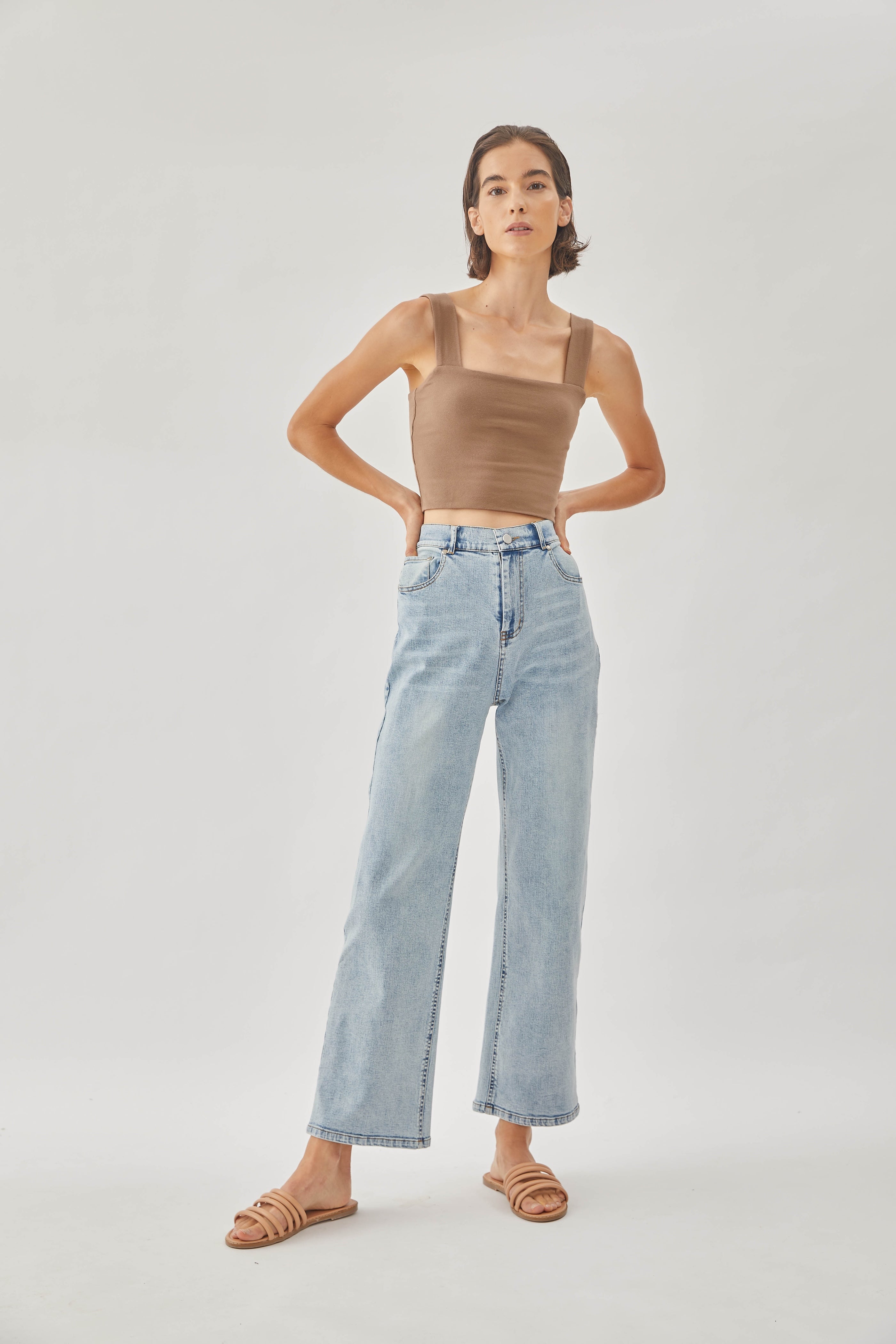 Classic Straight Neck Tank Top in Soil