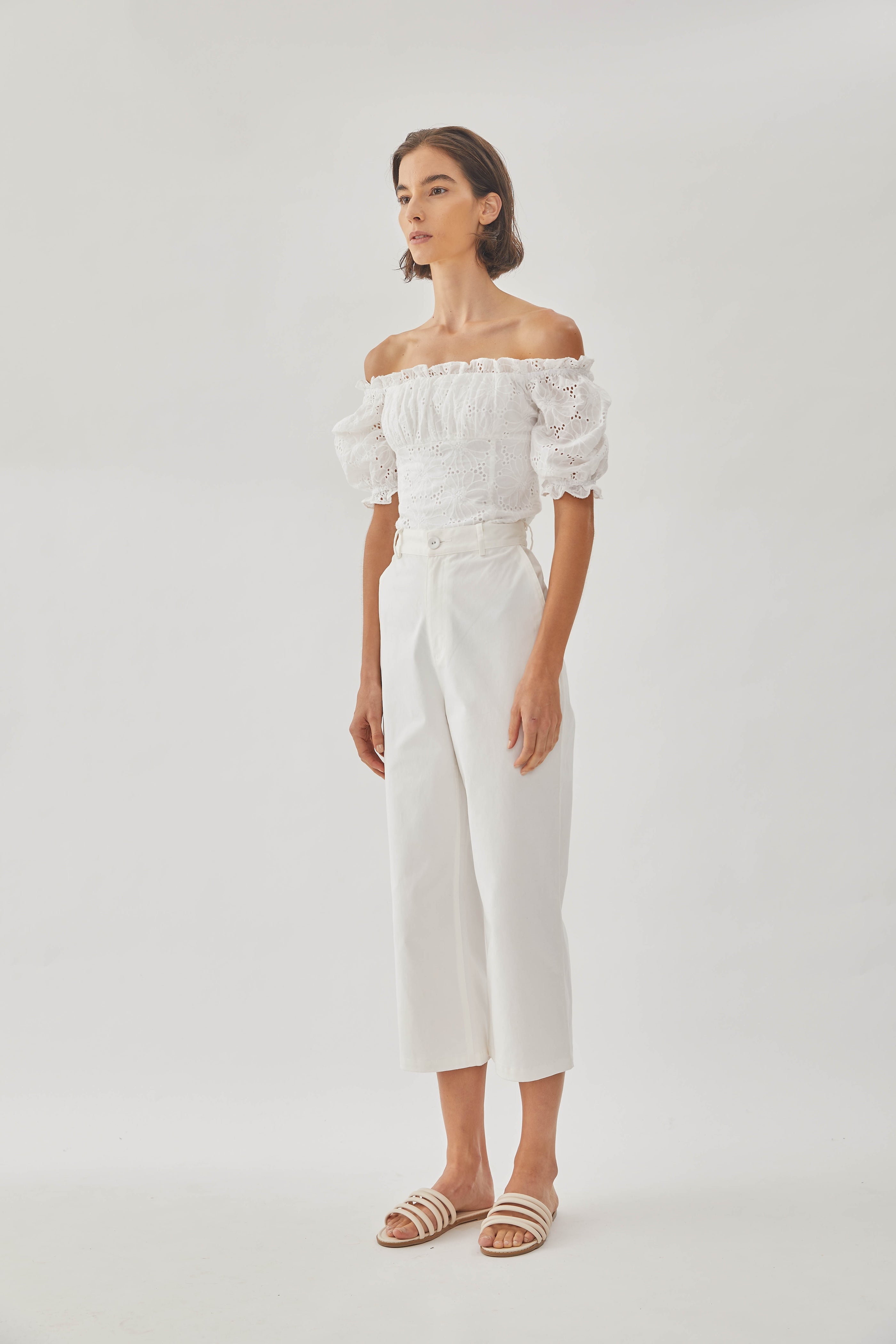 Crochet Cropped Top with Puffed Sleeves (Sale)