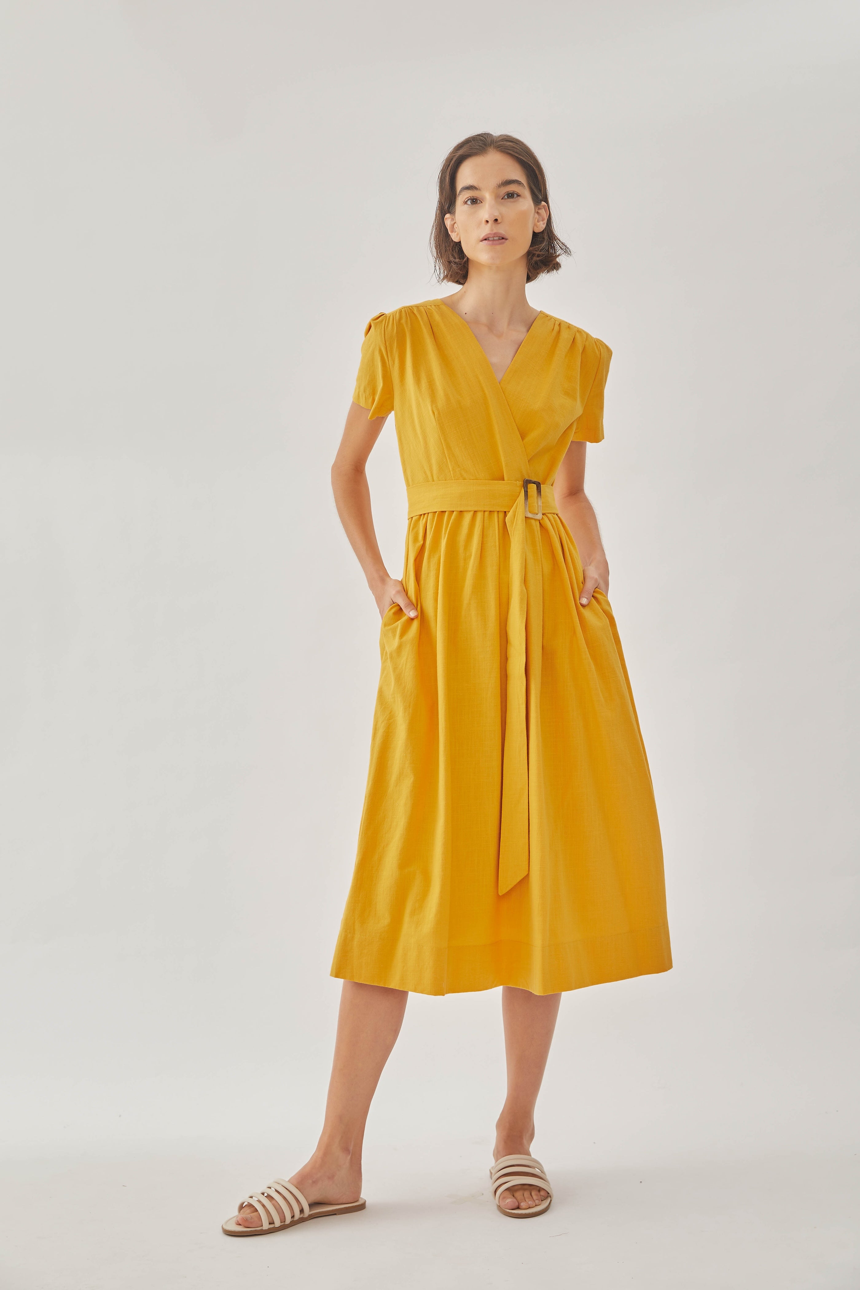 Cotton Wrapped Dress in Sunburst