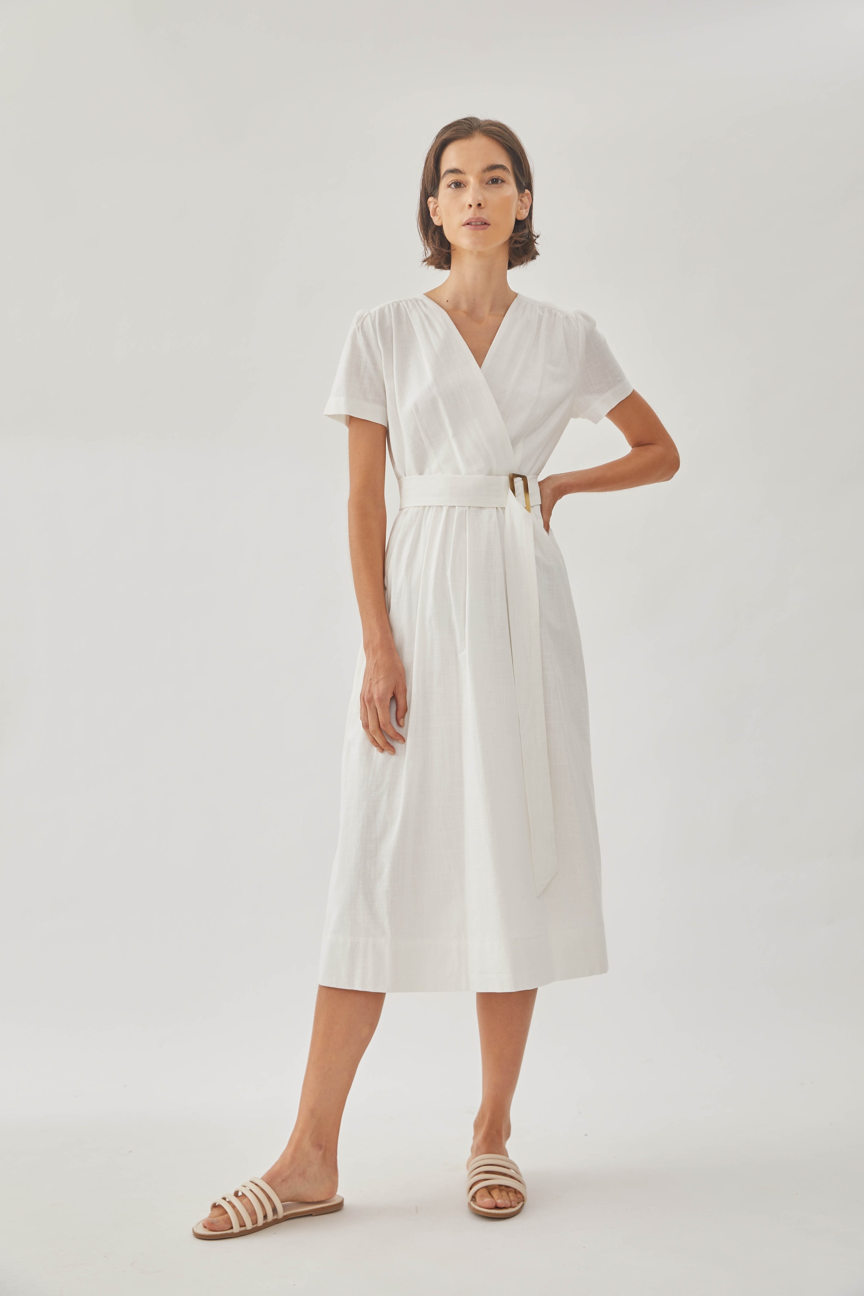 Cotton Wrapped Dress in White