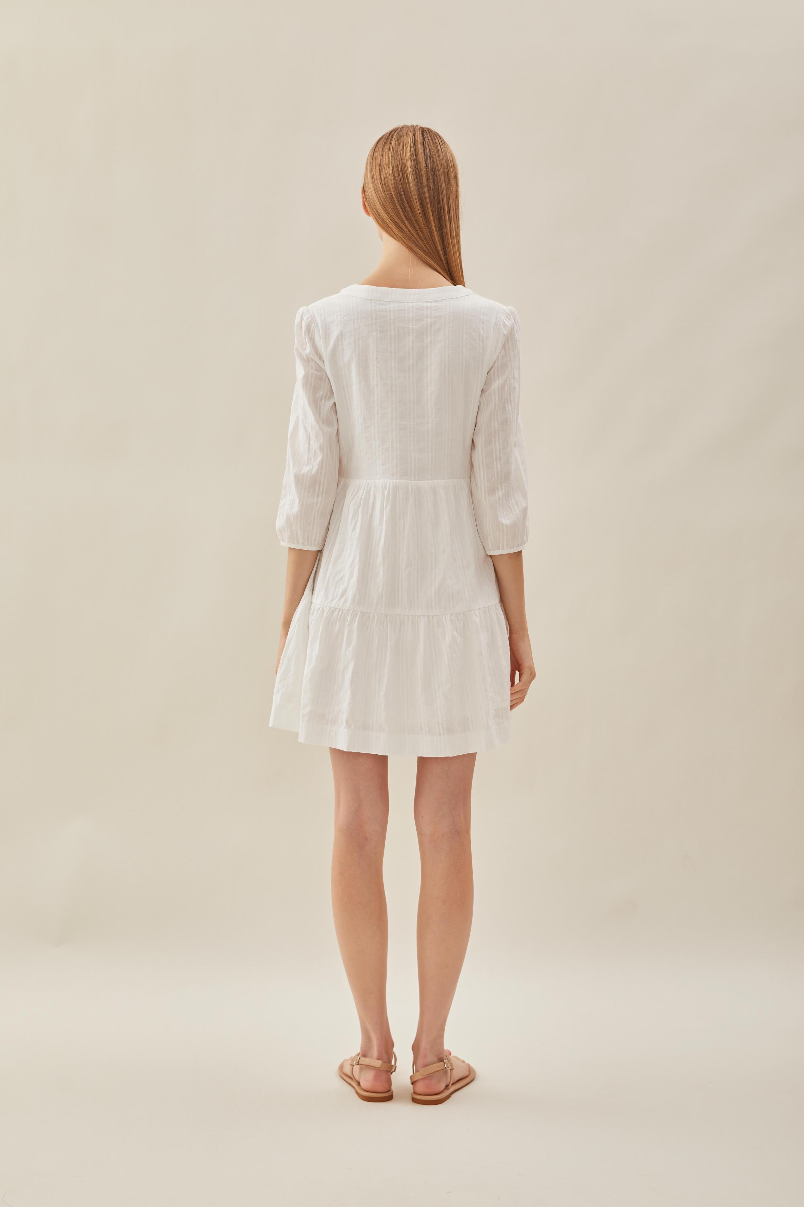 Cotton Tiered Dress in White