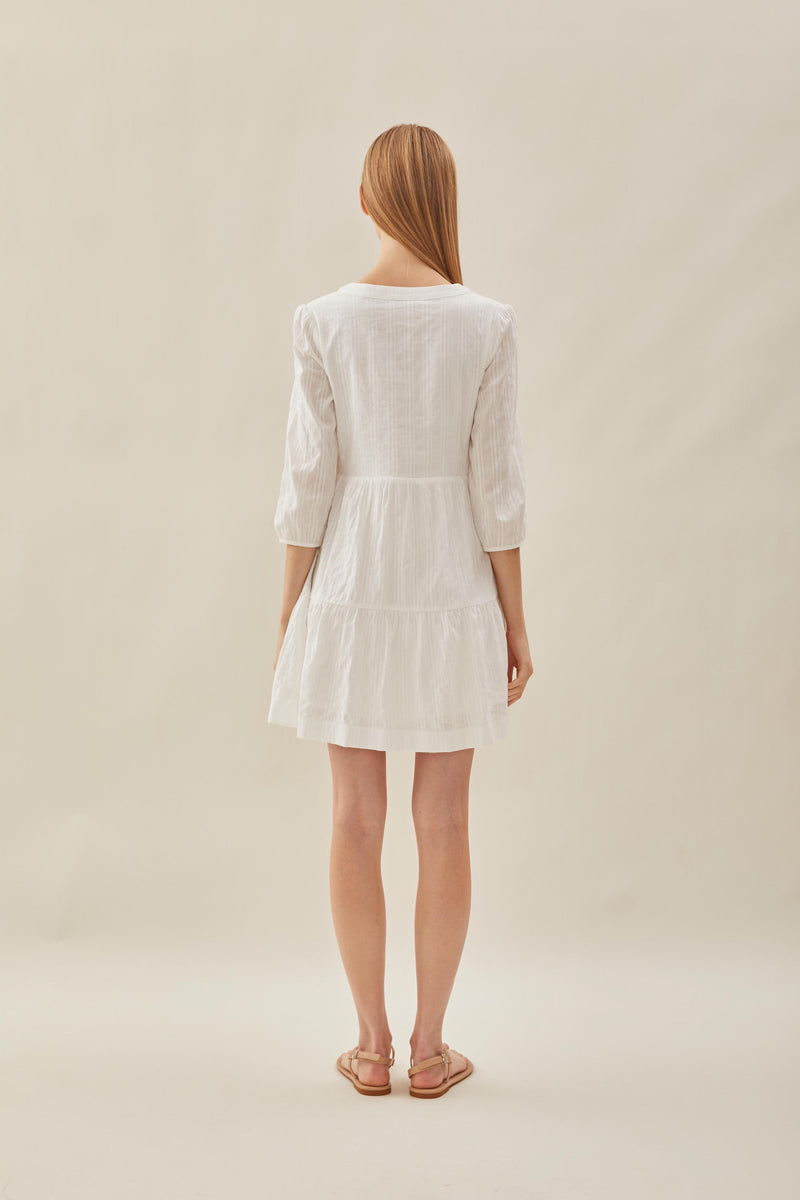 Cotton Tiered Dress in White