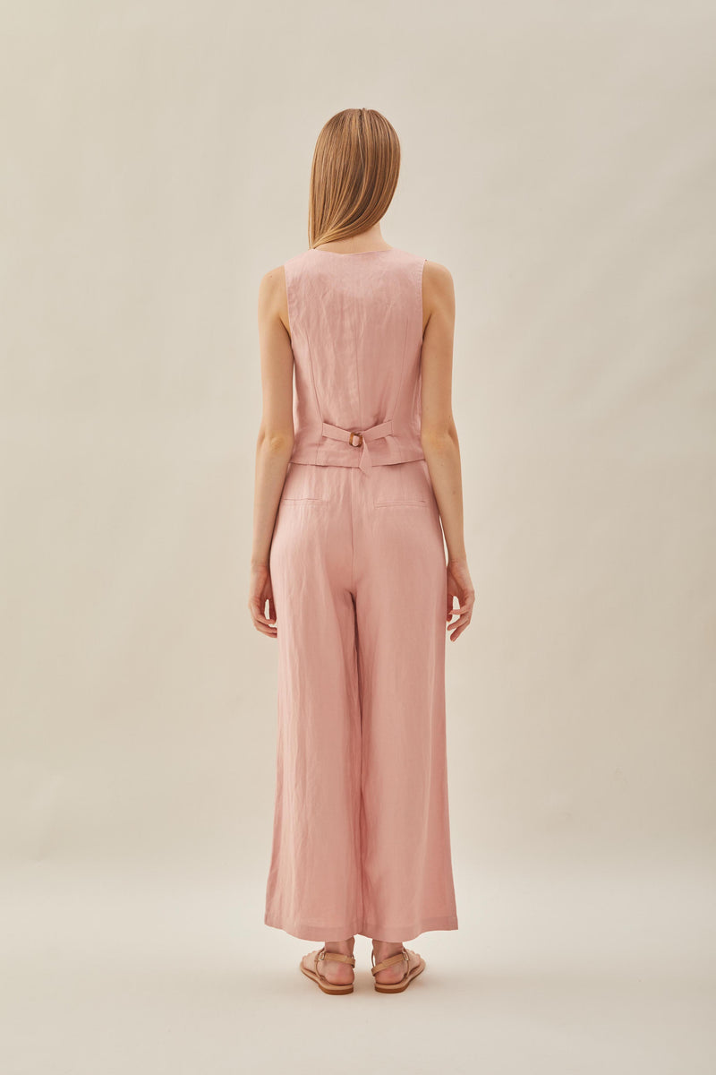 Linen Waistcoat in Petal Pink