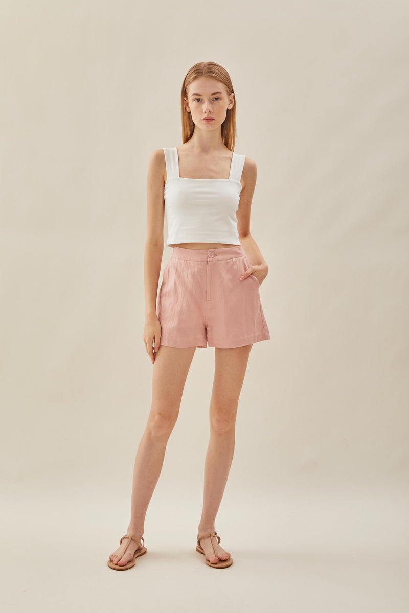 Relaxed Linen Shorts in Petal Pink