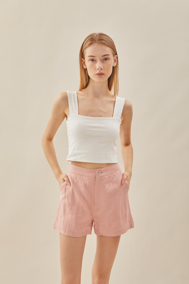 Relaxed Linen Shorts in Petal Pink