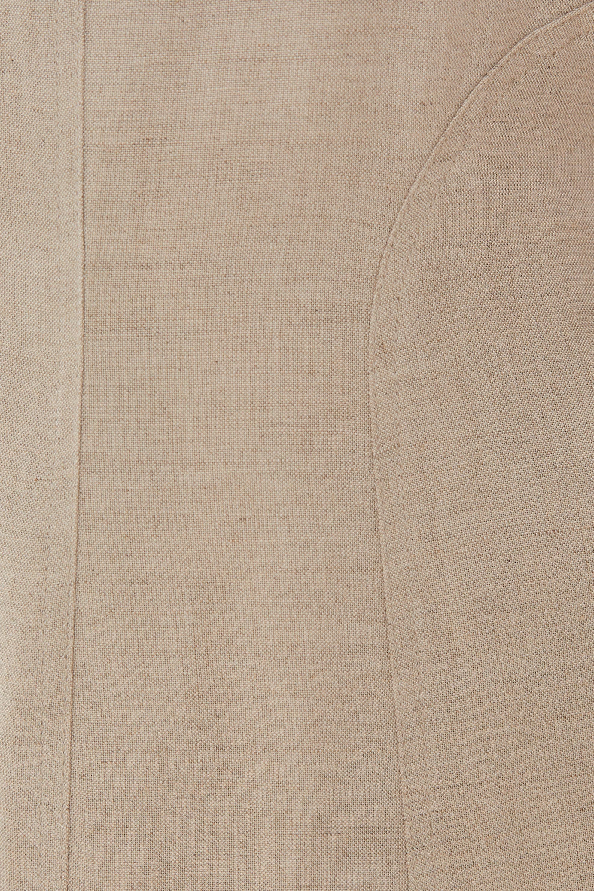 Puffed Sleeved Scoop Neckline Dress in Natural