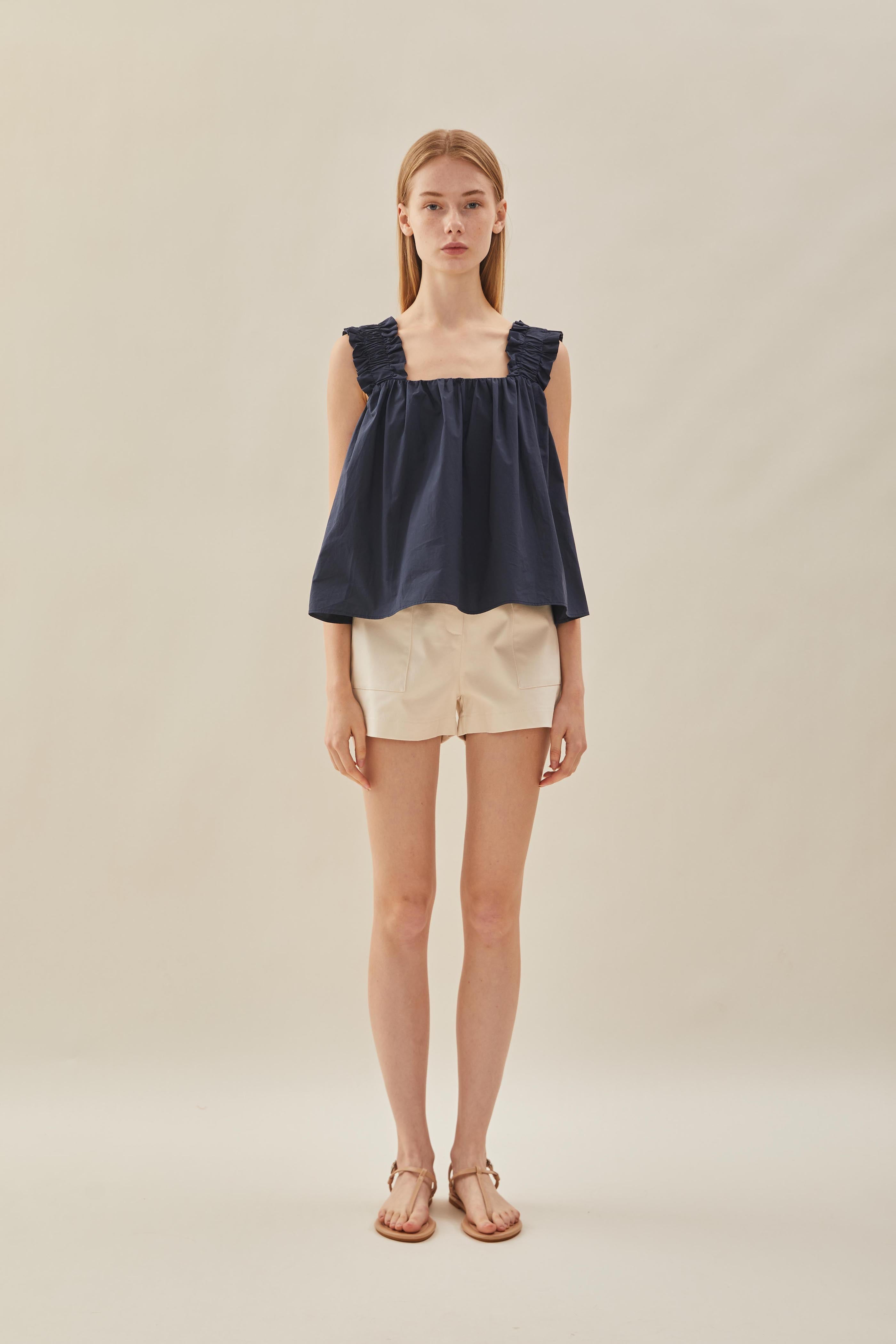 Flared Square Neck Top in Midnight