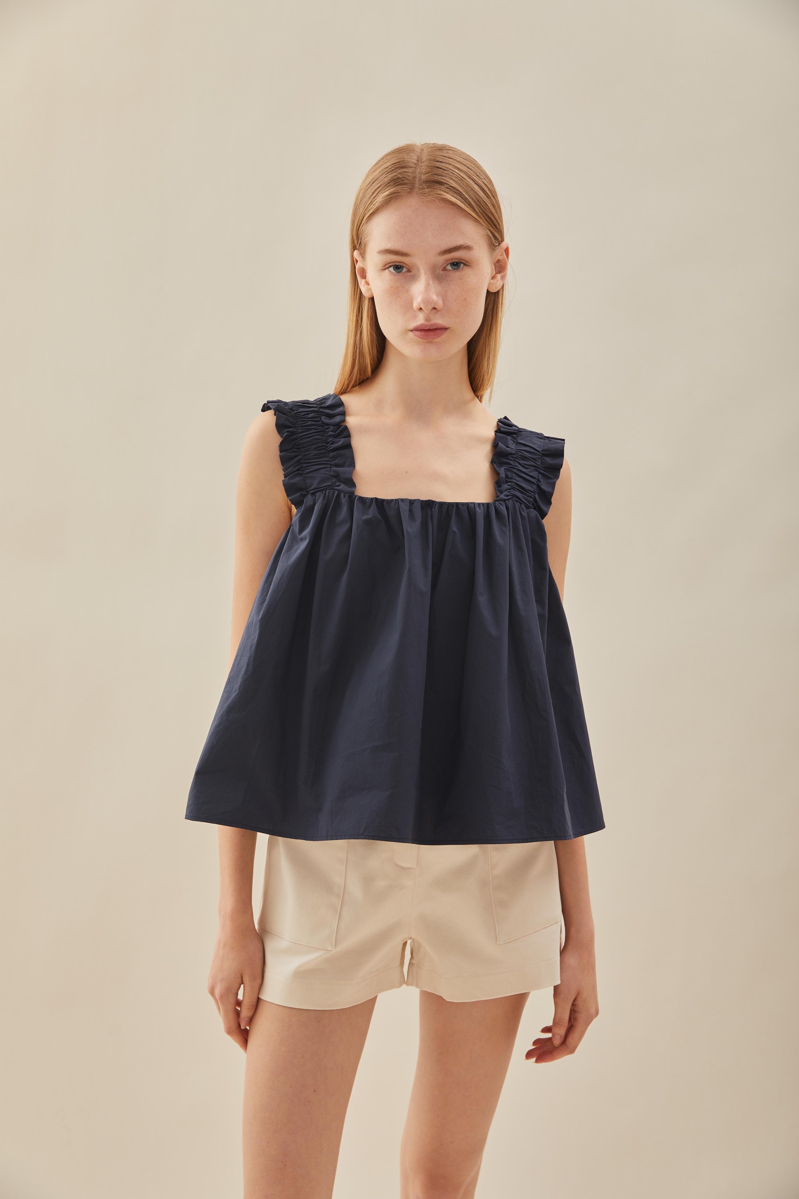 Flared Square Neck Top in Midnight