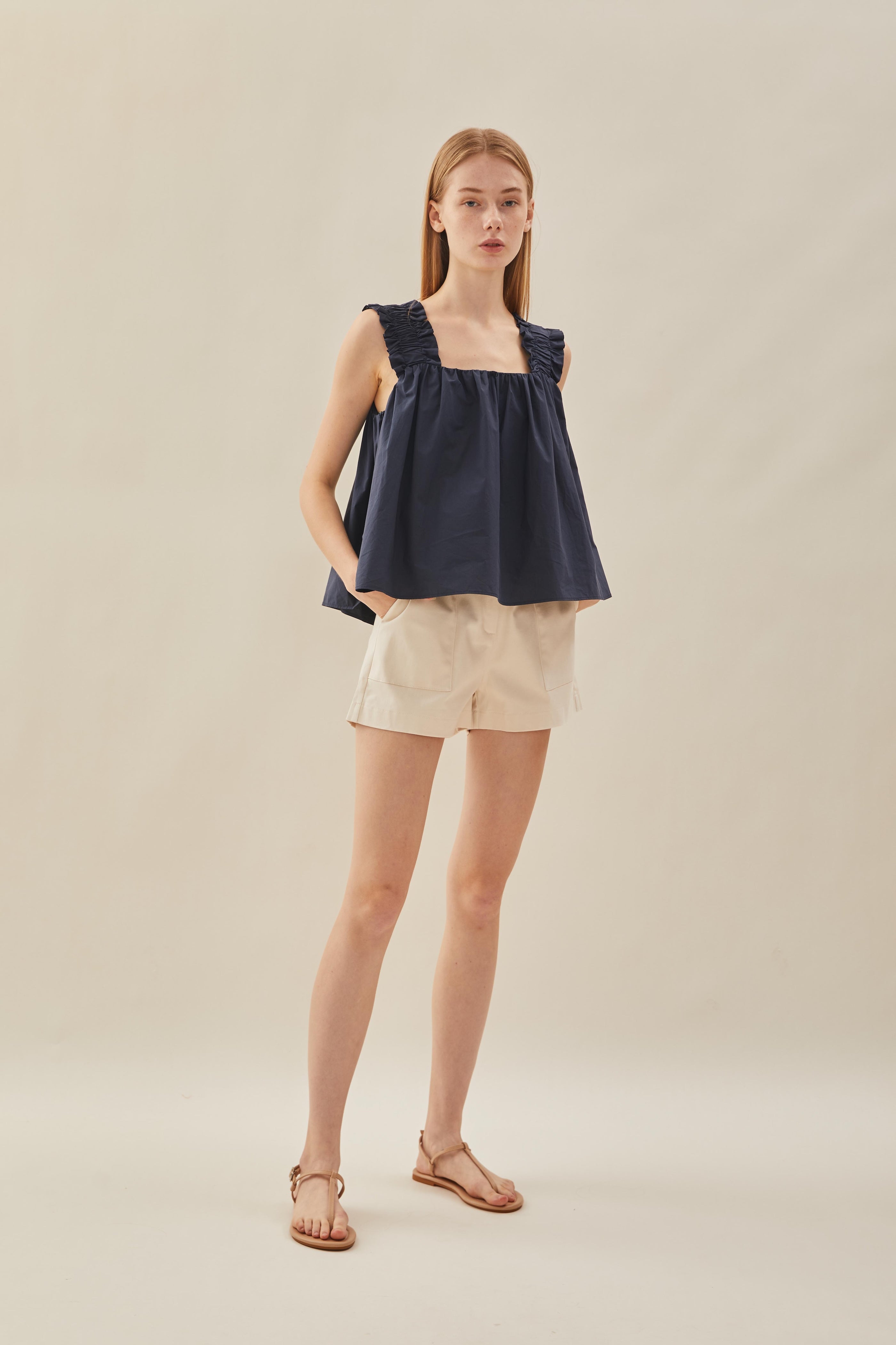 Flared Square Neck Top in Midnight