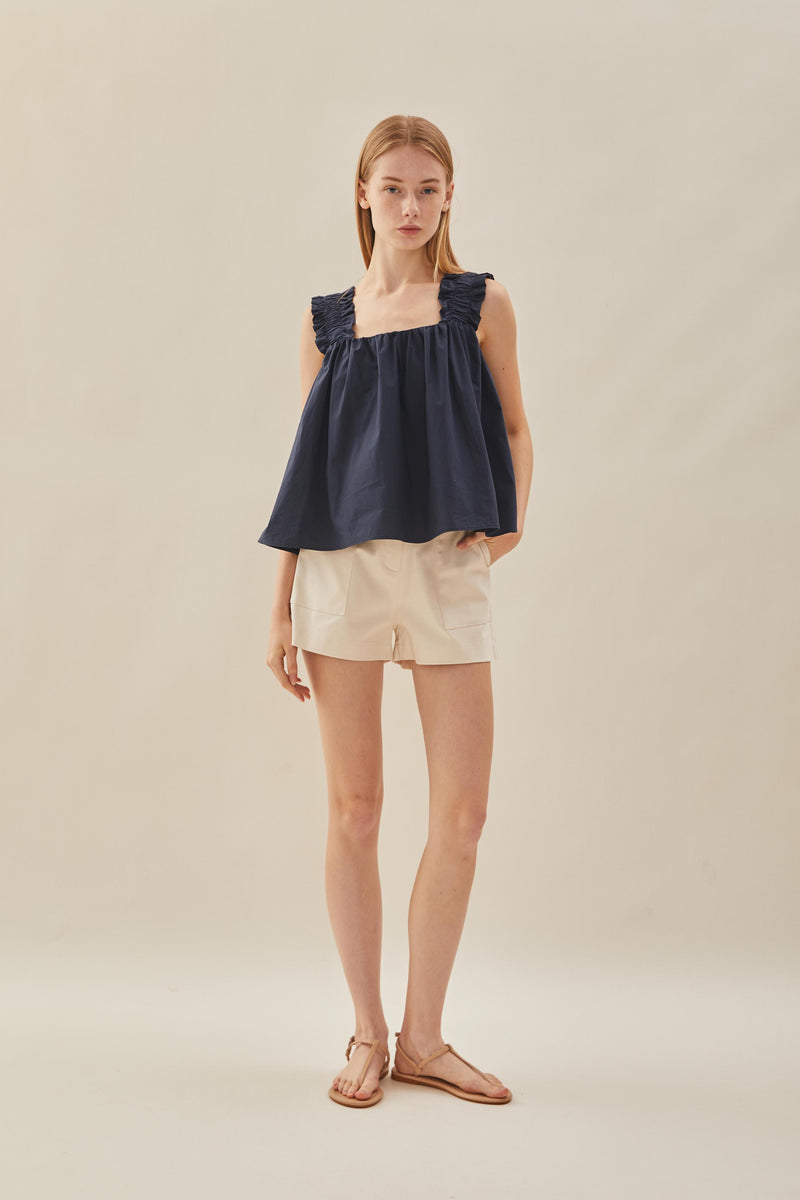 Flared Square Neck Top in Midnight