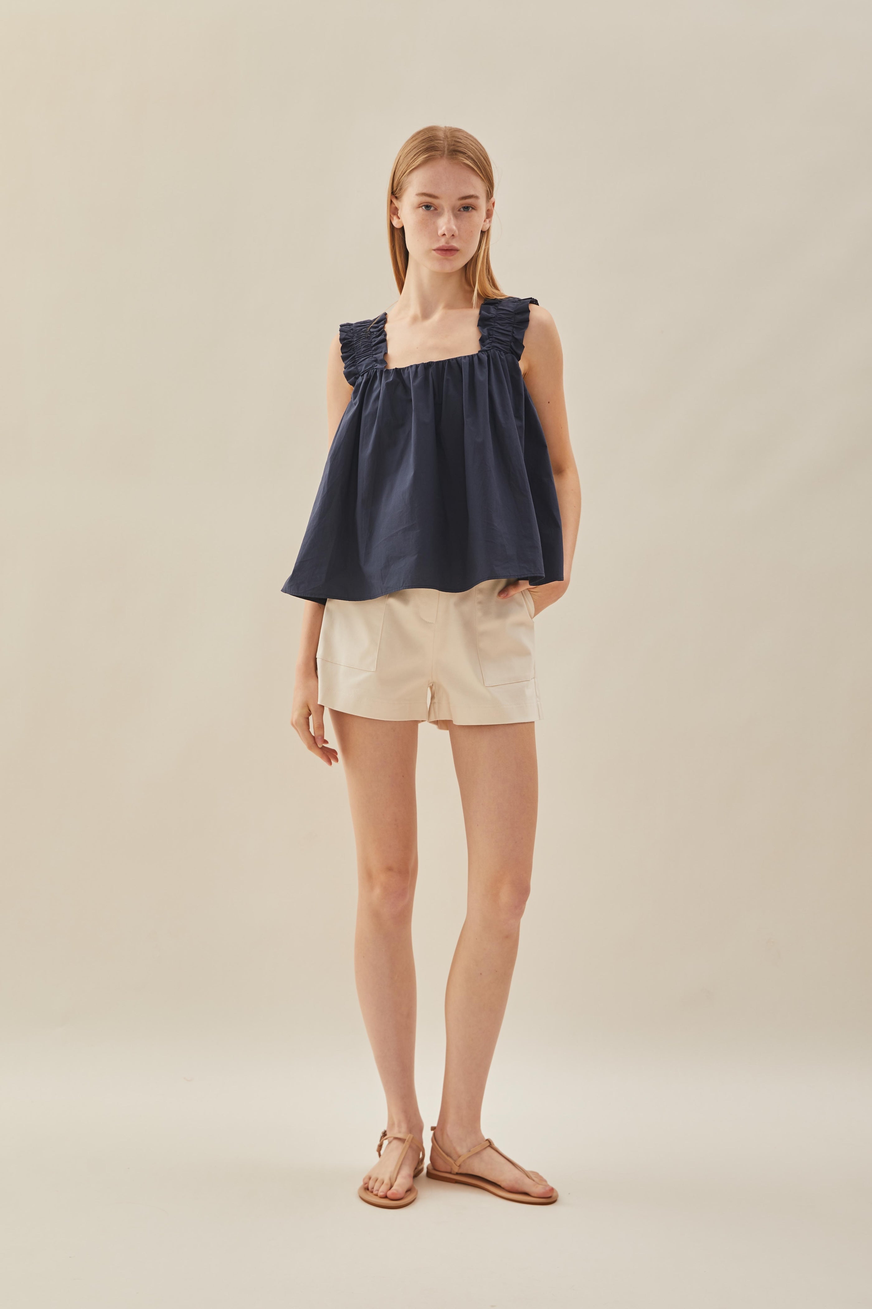 Flared Square Neck Top in Midnight