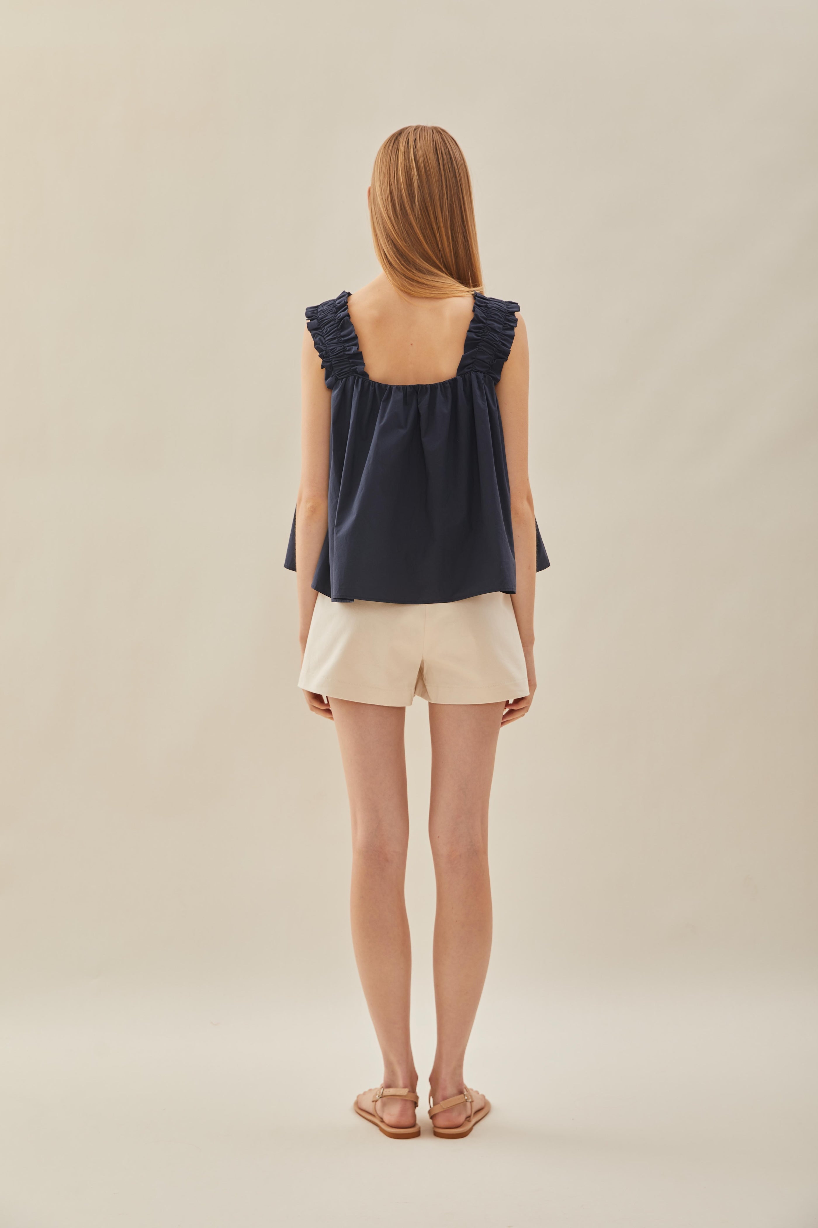 Flared Square Neck Top in Midnight