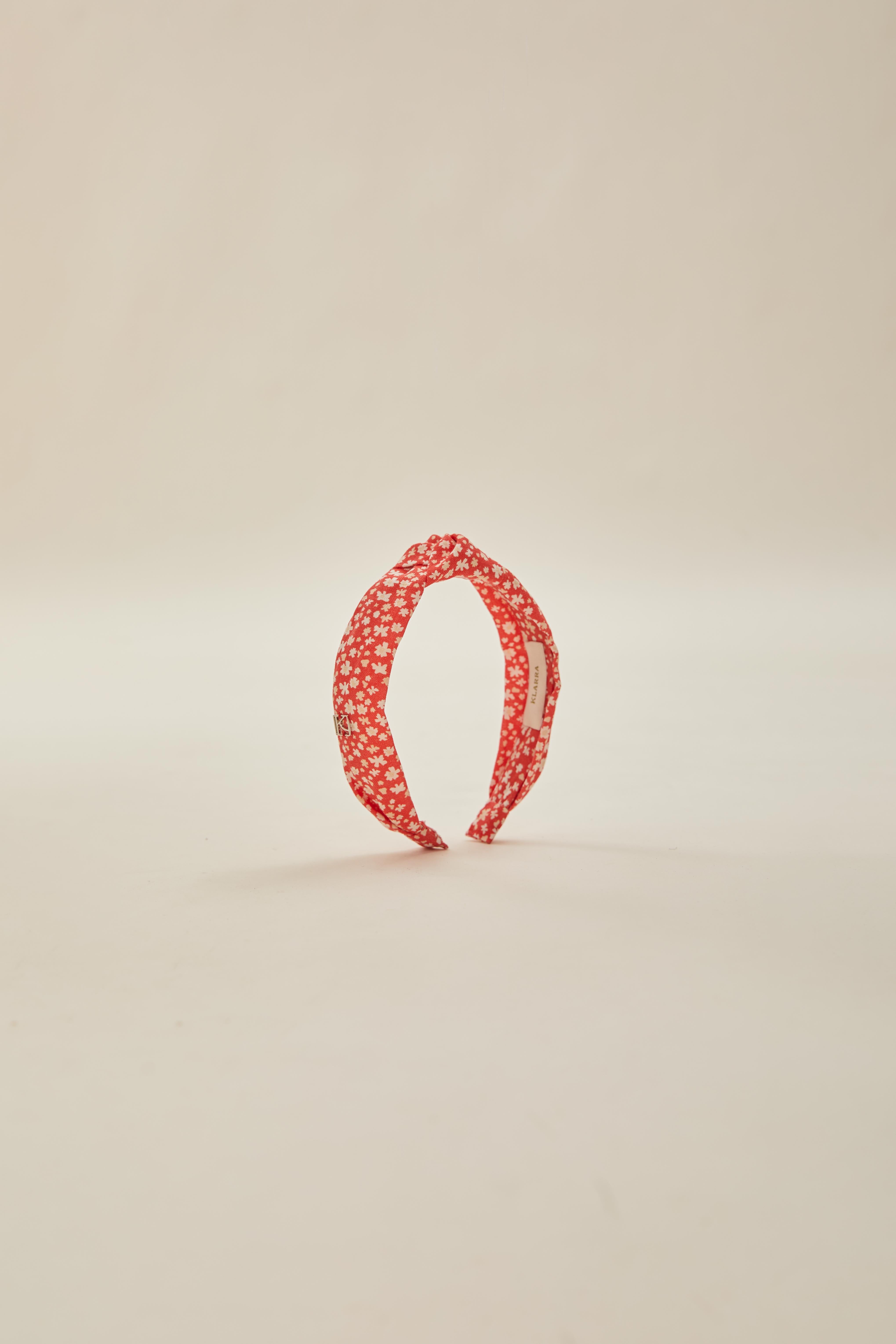 Twist Knotted Headband in Red Bloom