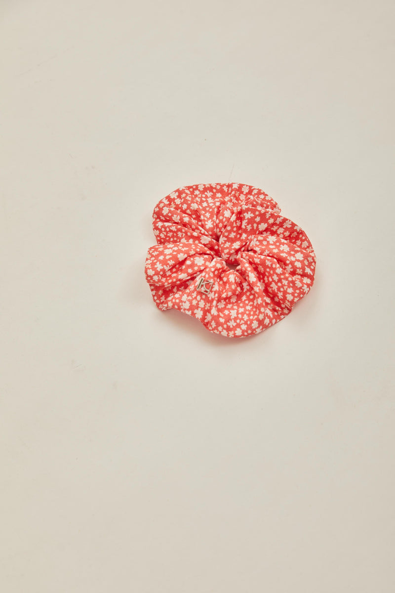 Cotton Scrunchie in Red Bloom