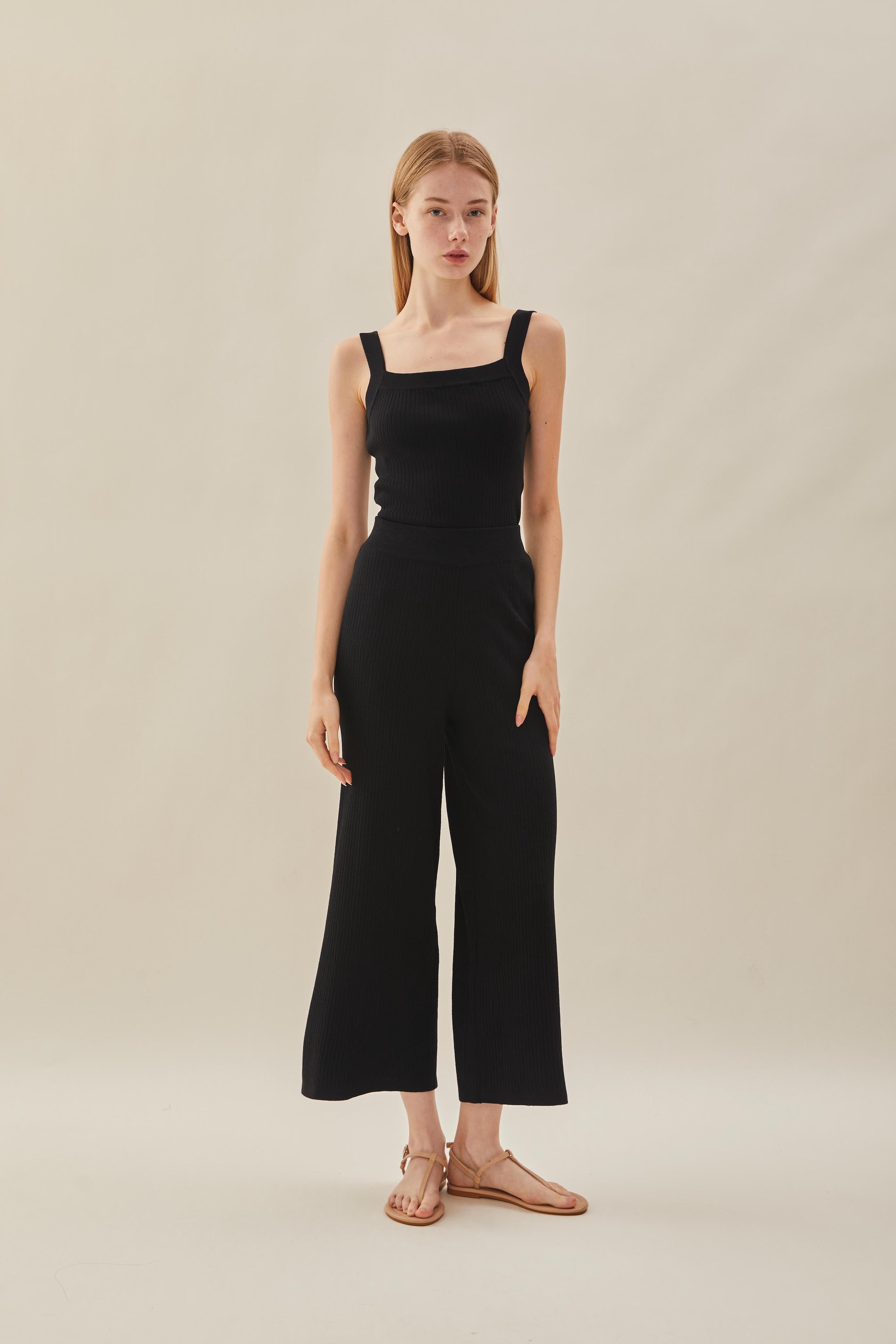 Knitted Long Culottes in Black