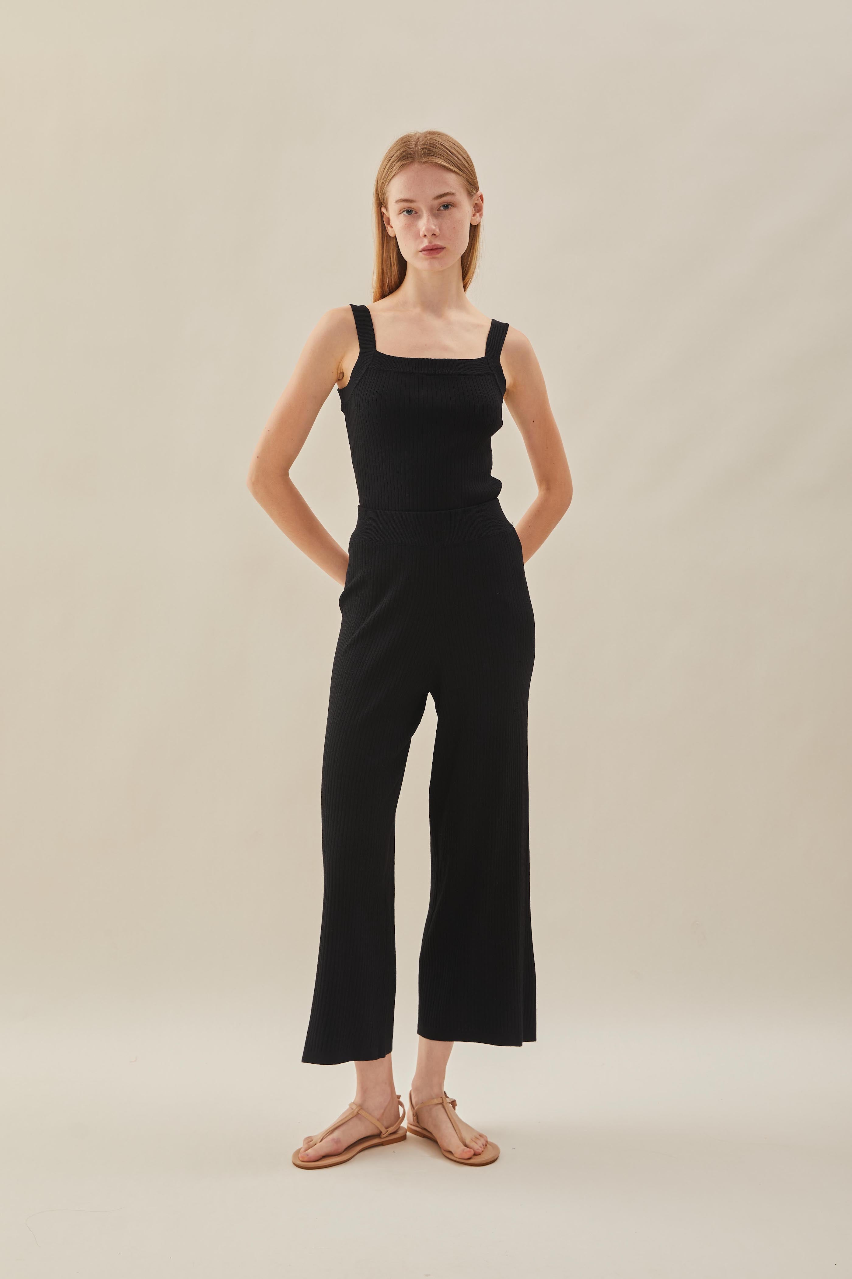 Knitted Long Culottes in Black