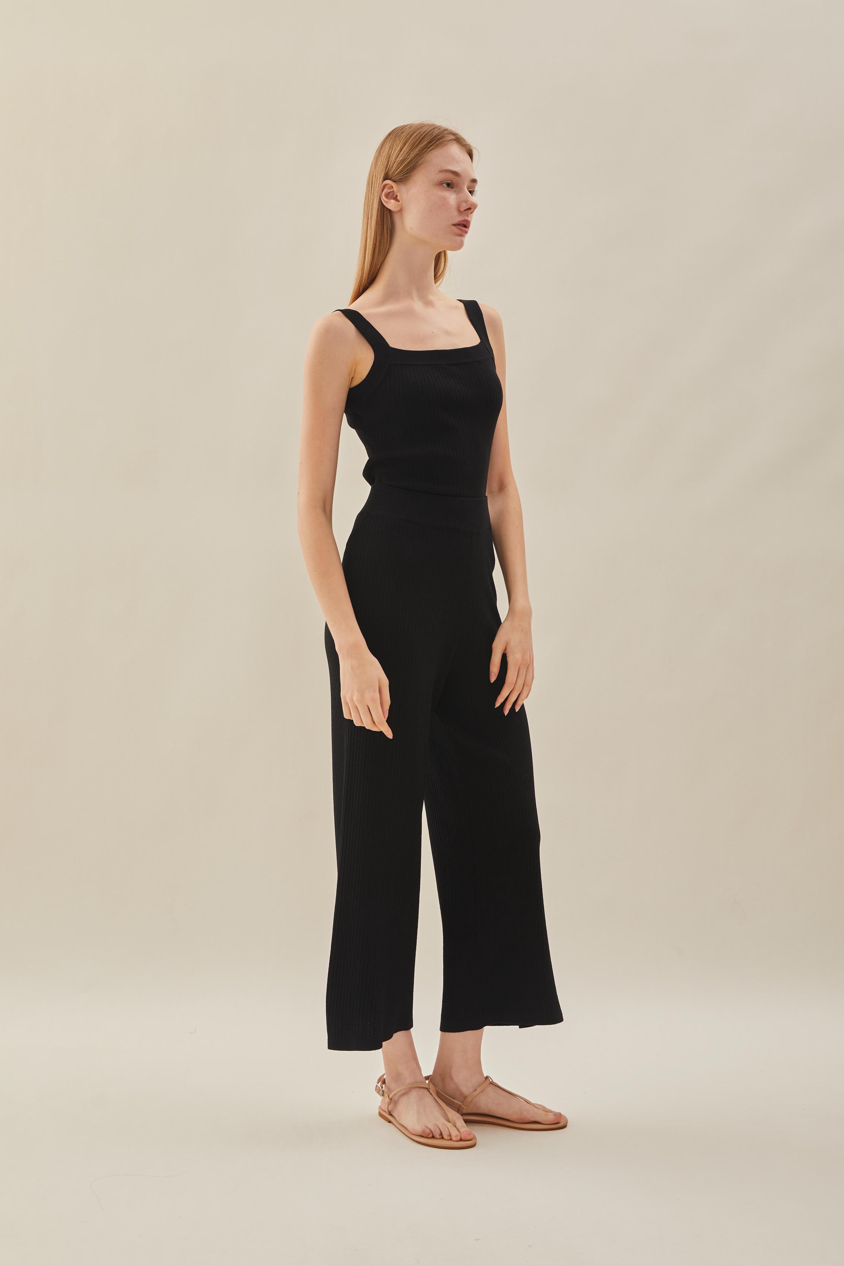 Knitted Long Culottes in Black