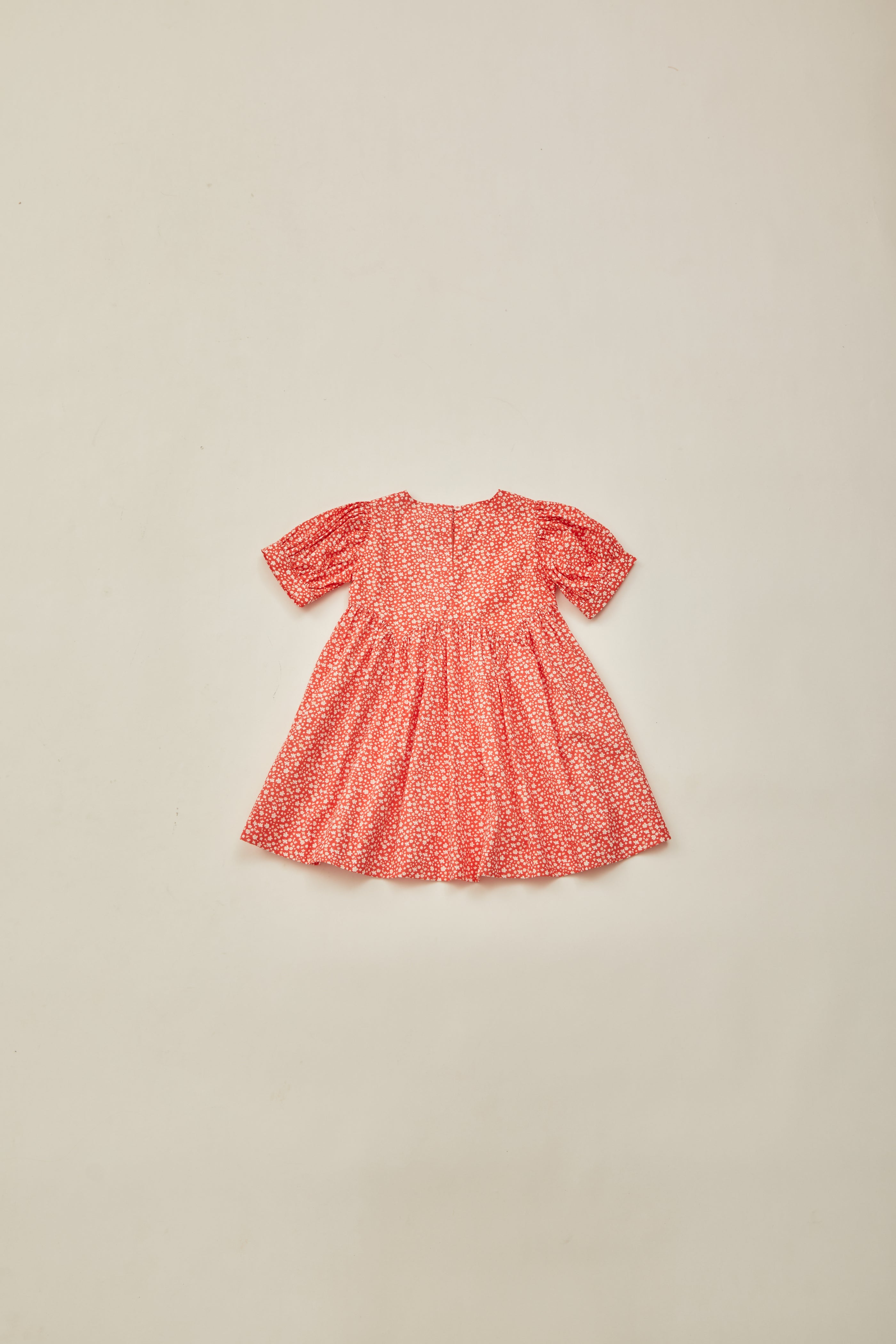 Mini Curve Seam Babydoll Dress in Red Bloom