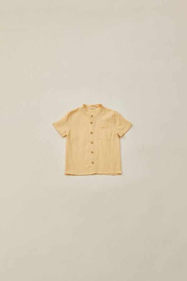 Mini Mandarin Collar Shirt in Pale Yellow