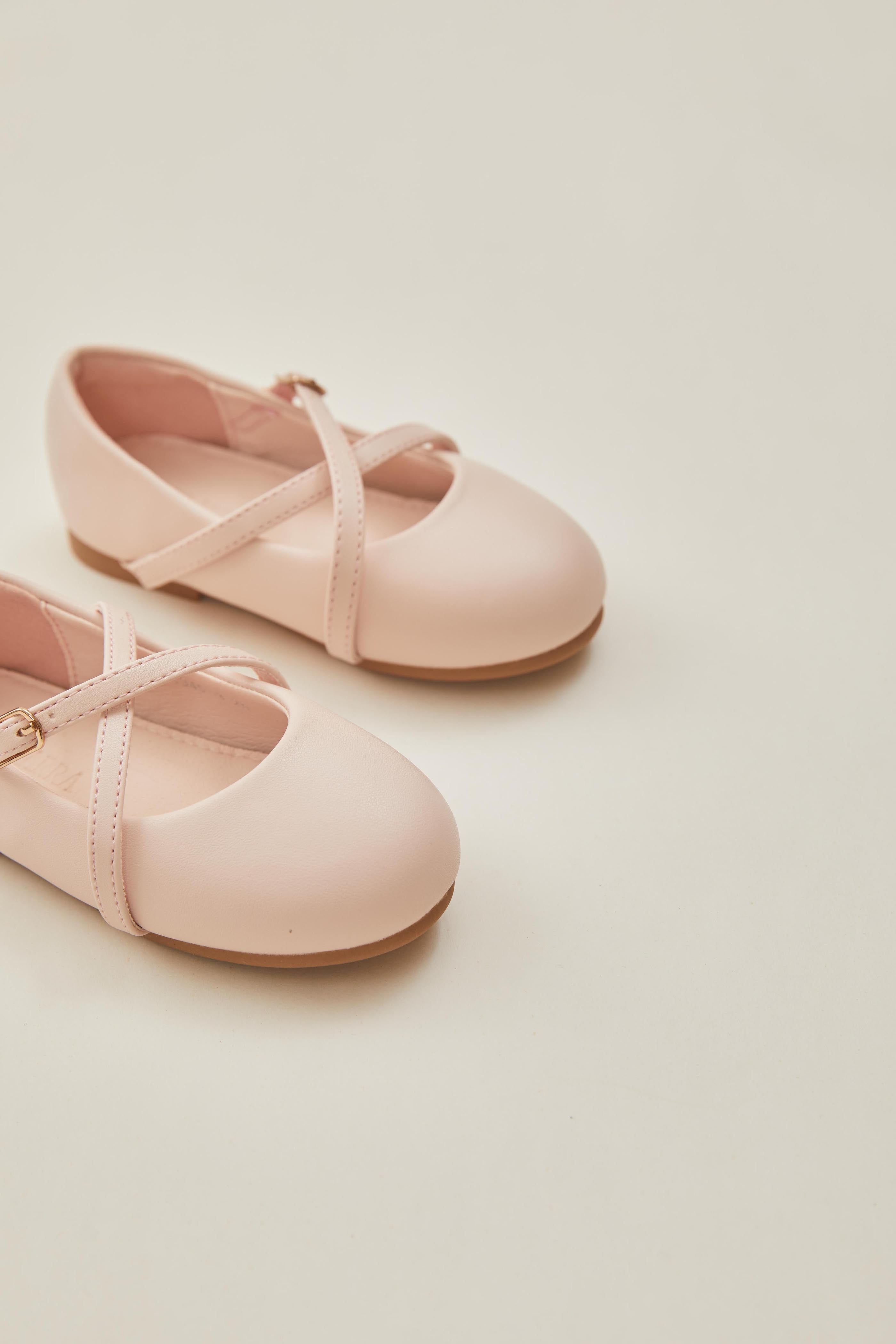 Mini Girl's Ines Cross-Strap Pumps in Blush