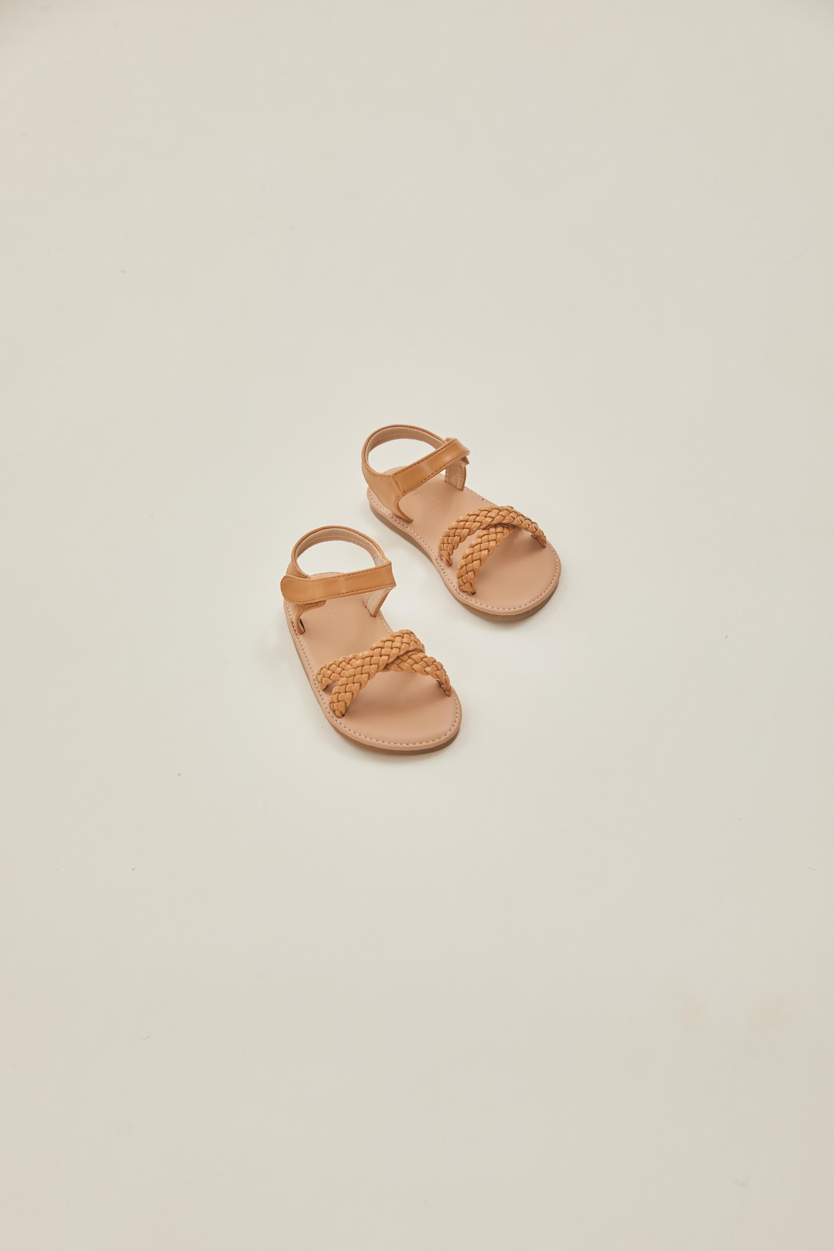 Mini Girl's Tami Pleated Sandals in Camel (Coming soon)