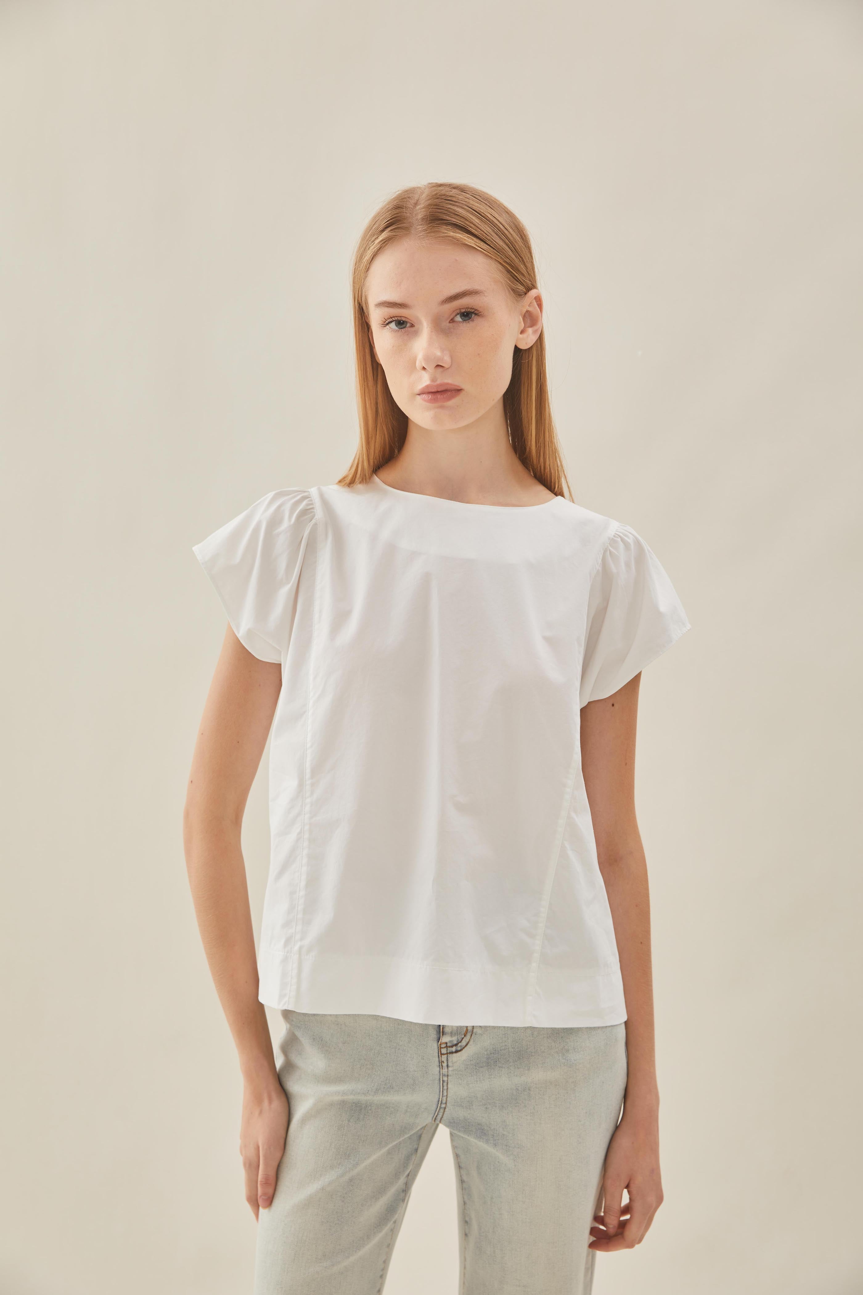 Button Back Top in White